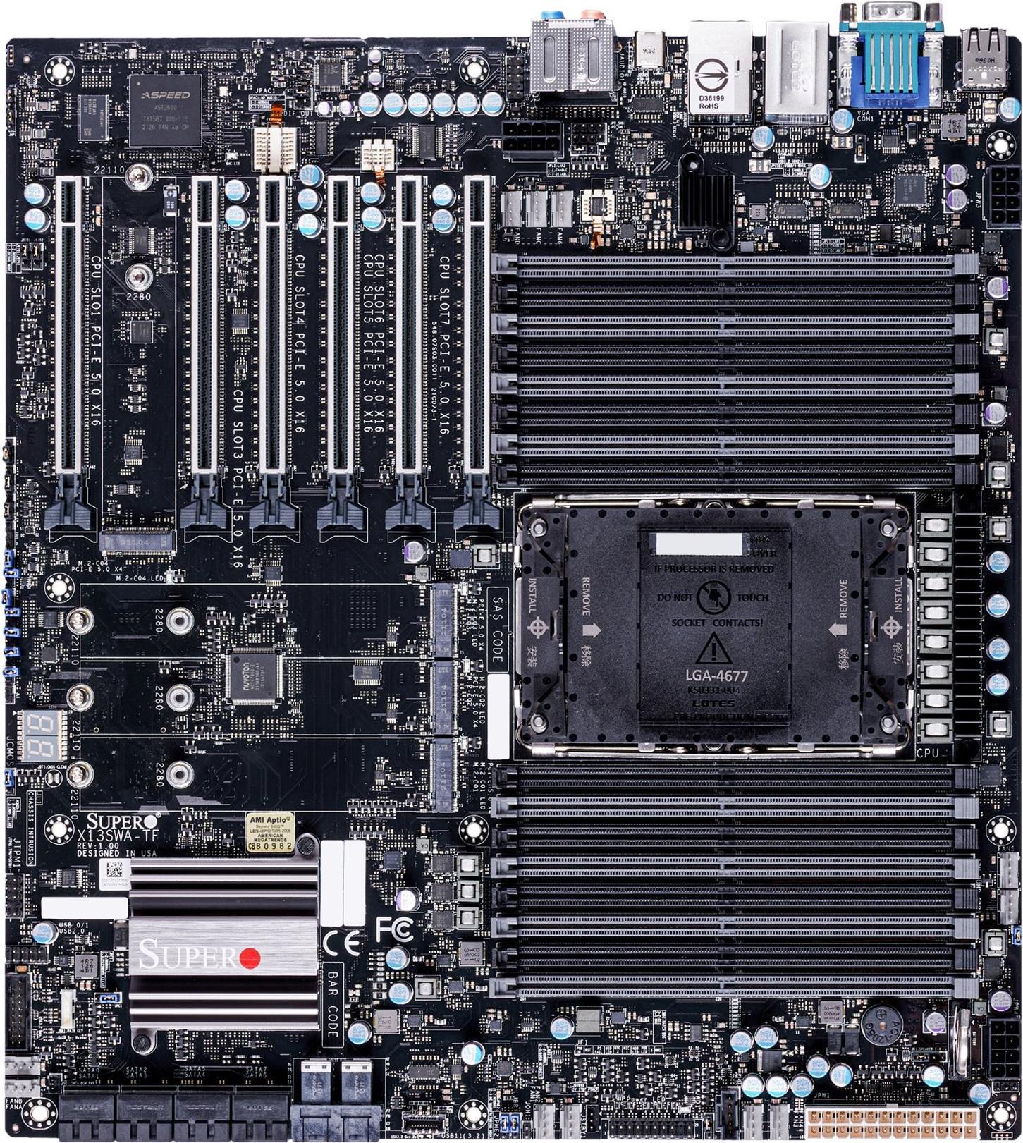 Super Micro Supermicro X13swA-Tf - Motherboard - E-Atx - Lga4677 SockeT-E - W790 Chipsatz - Usb 3,2 Gen 1, UsB-C 3,2 Gen 2x2, Usb 3,1 Gen 2 - 10 Giga