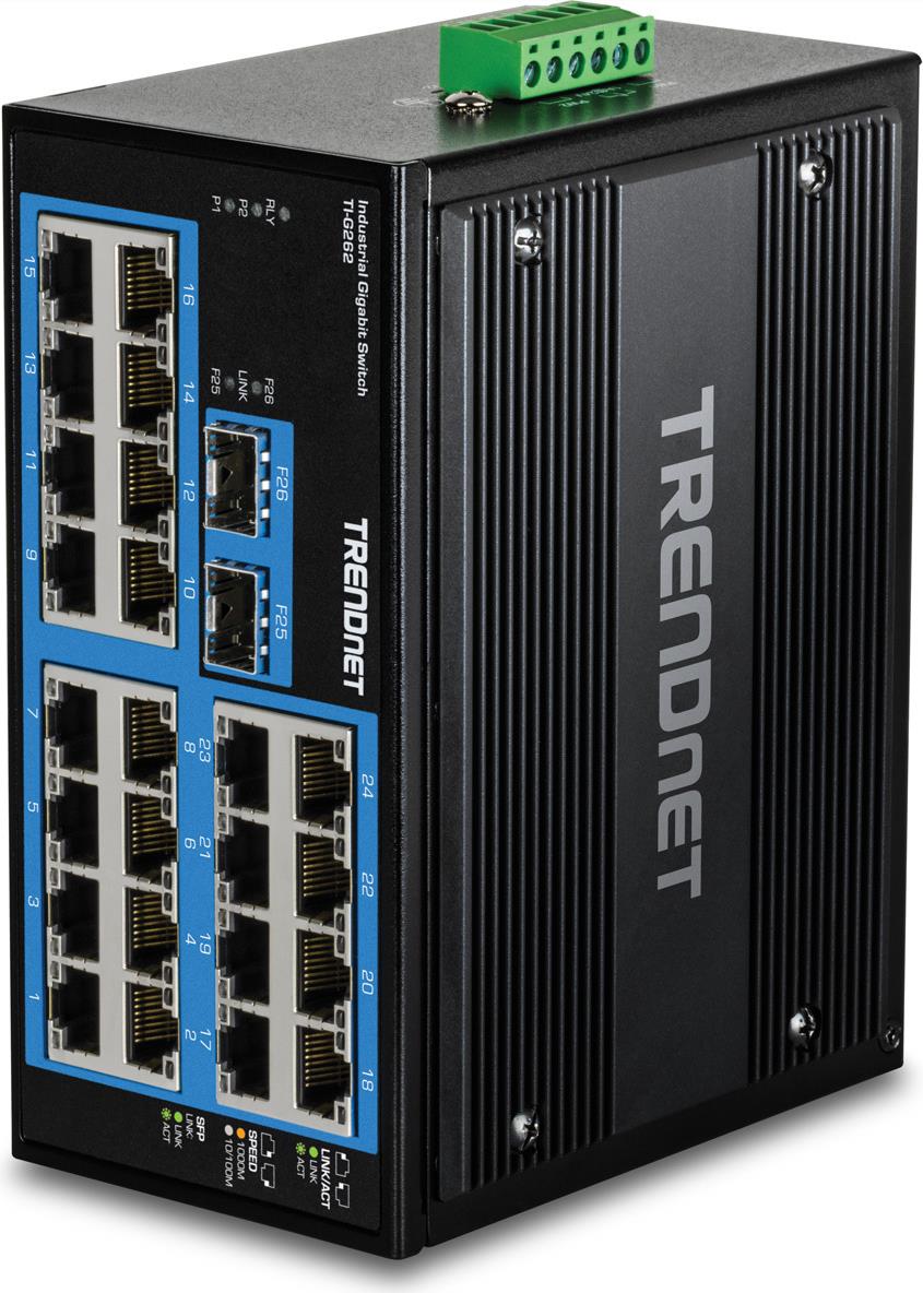 Trendnet 26-Port Hardened Industrial - Gigabit DiN-Rail Switch (tI-G262)