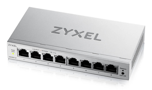 Zyxelswitch Smart Managed, 8 Porte Gigabit - Easy Management Per Vlan, Qos - Design Senza Ventole, D