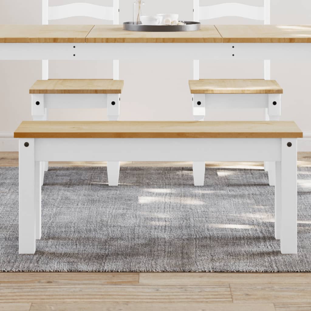Panca Da Pranzo Panama Bianca 105x30x45 Cm Legno Massello Pino