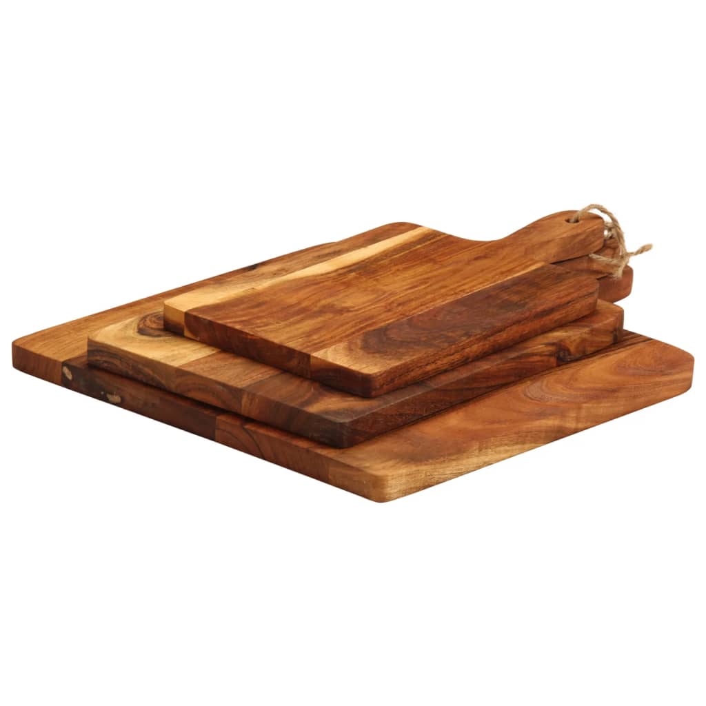 Tagliere 3pz In Legno Massello Di Acacia