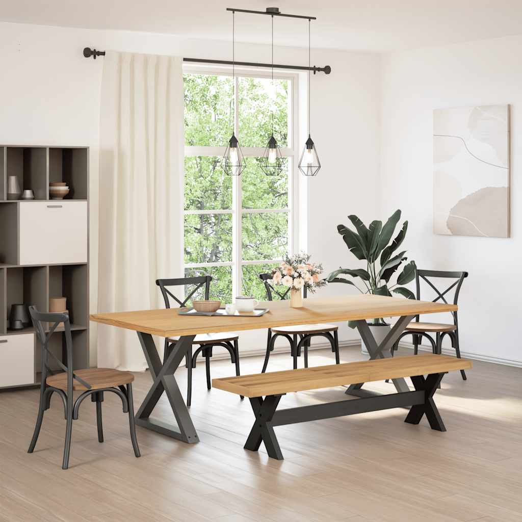 Panca Pranzo Noain Gambe A Forma X 180x40x45 Cm Legno Massello
