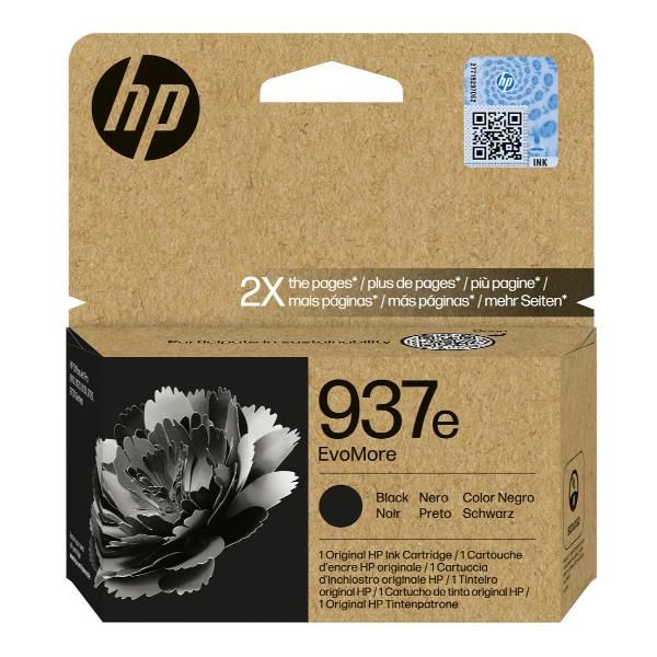 HP Cartuccia di inchiostro nero originale 937e EvoMore (HP 937E EVOMORE BLACK - EN/FR/IT/PT/ES INK CARTRIDGE)