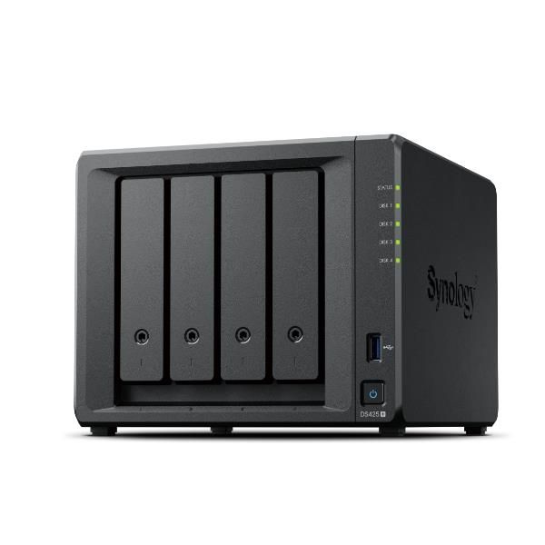 Synology DiskStation DS425+ server NAS e di archiviazione Intel® Celeron® J4125 2 GB DDR4 0 TB Nero (Desktop, 4-BAY, QUAD CORE, - 2GB RAM, DDR4 non-ECC SODIMM, - upgradeable to 6 GB [2 GB + 4 GB] - W