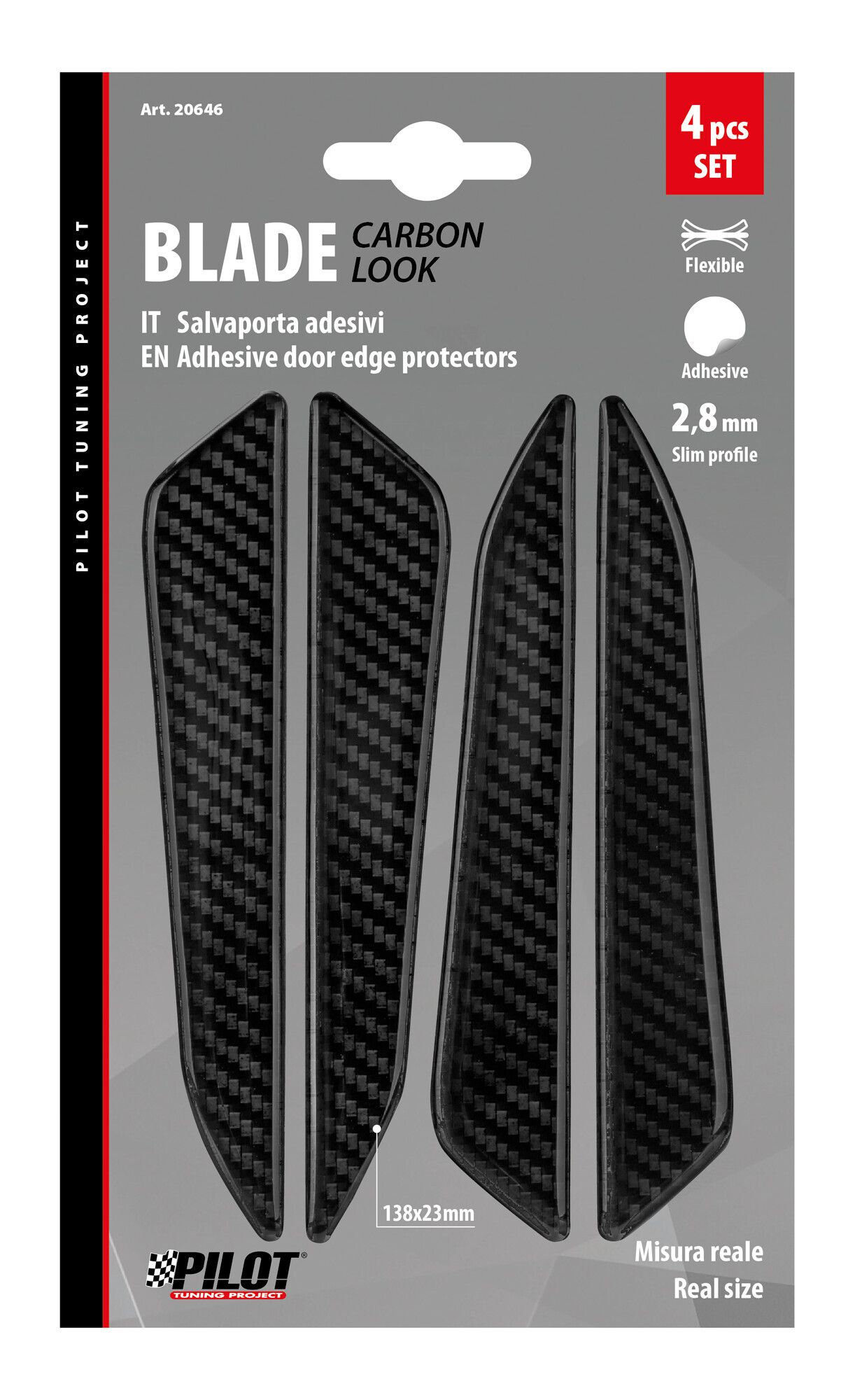 Blade, set 4 salvaporta adesivi - Carbon Look - Image 3