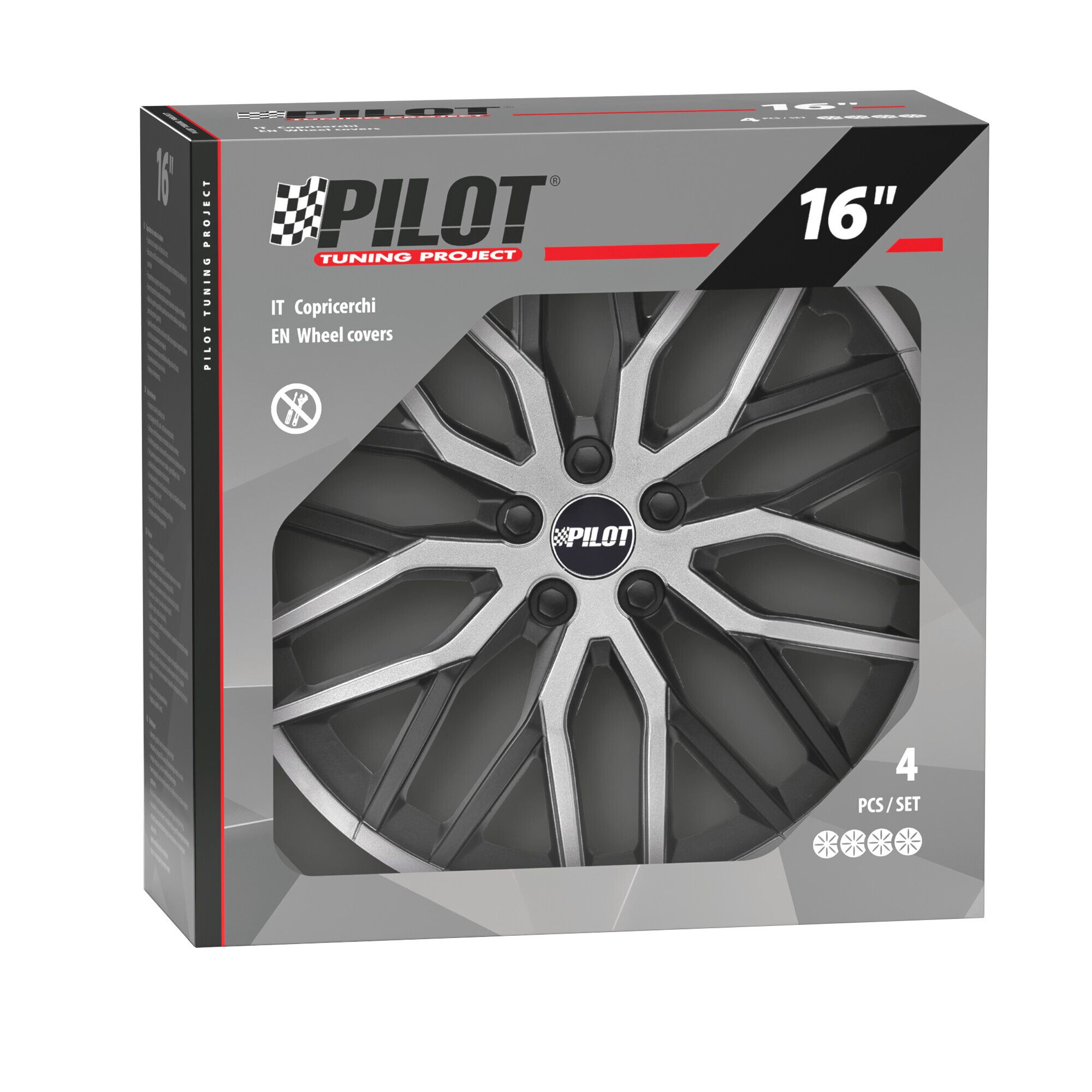Speedster - Set 4 copricerchi - 16" - Nero/Argento - Image 3