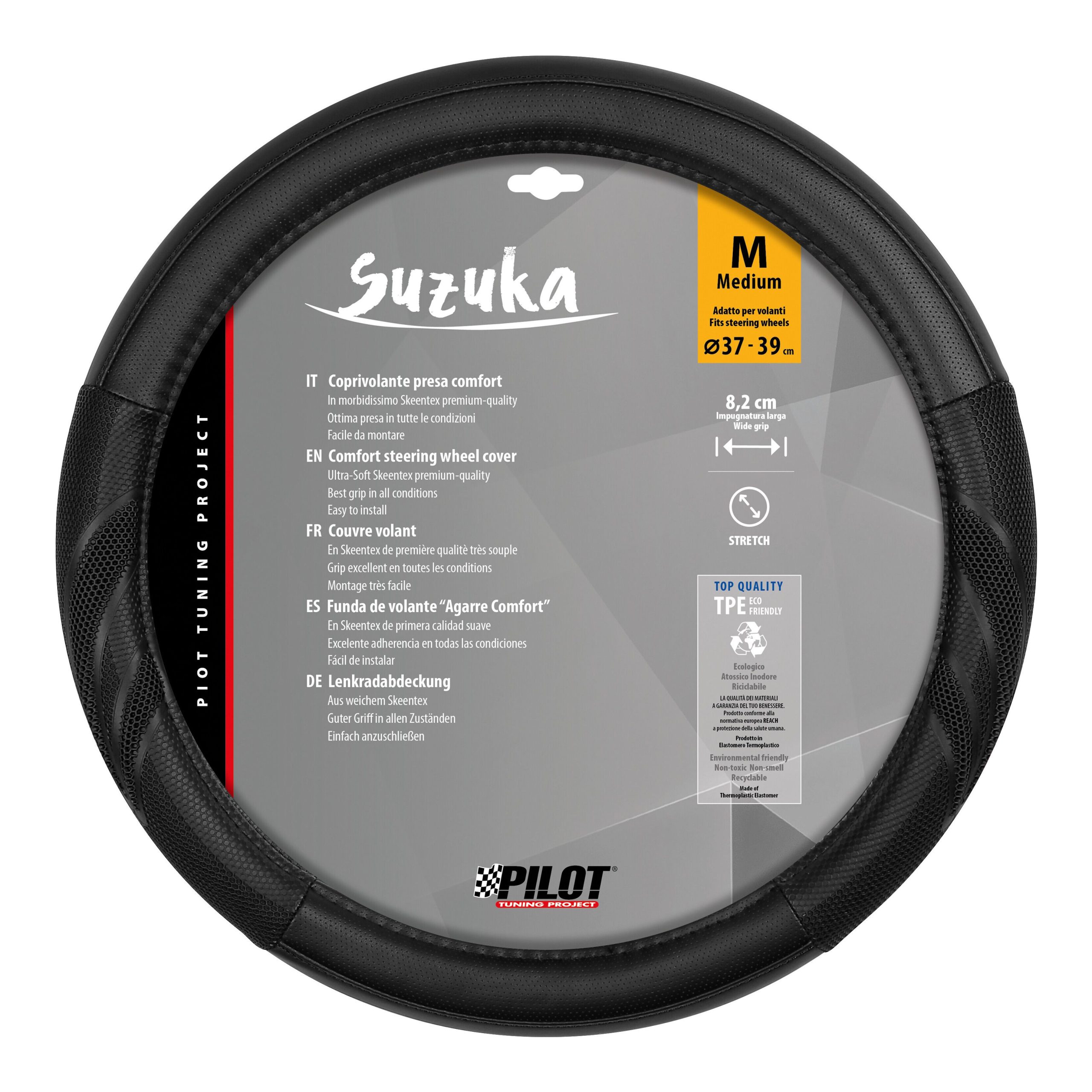 Suzuka, coprivolante in Skeentex - M - Ø 37/39 cm - Nero