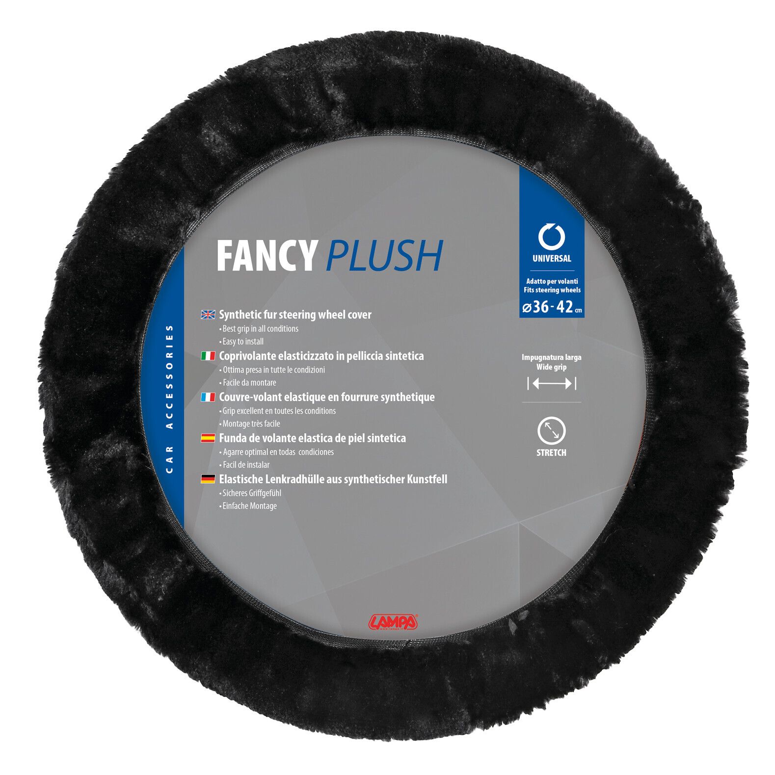 Fancy Plush, coprivolante elasticizzato in pelliccia sintetica - Ø 36-42 cm - Nero