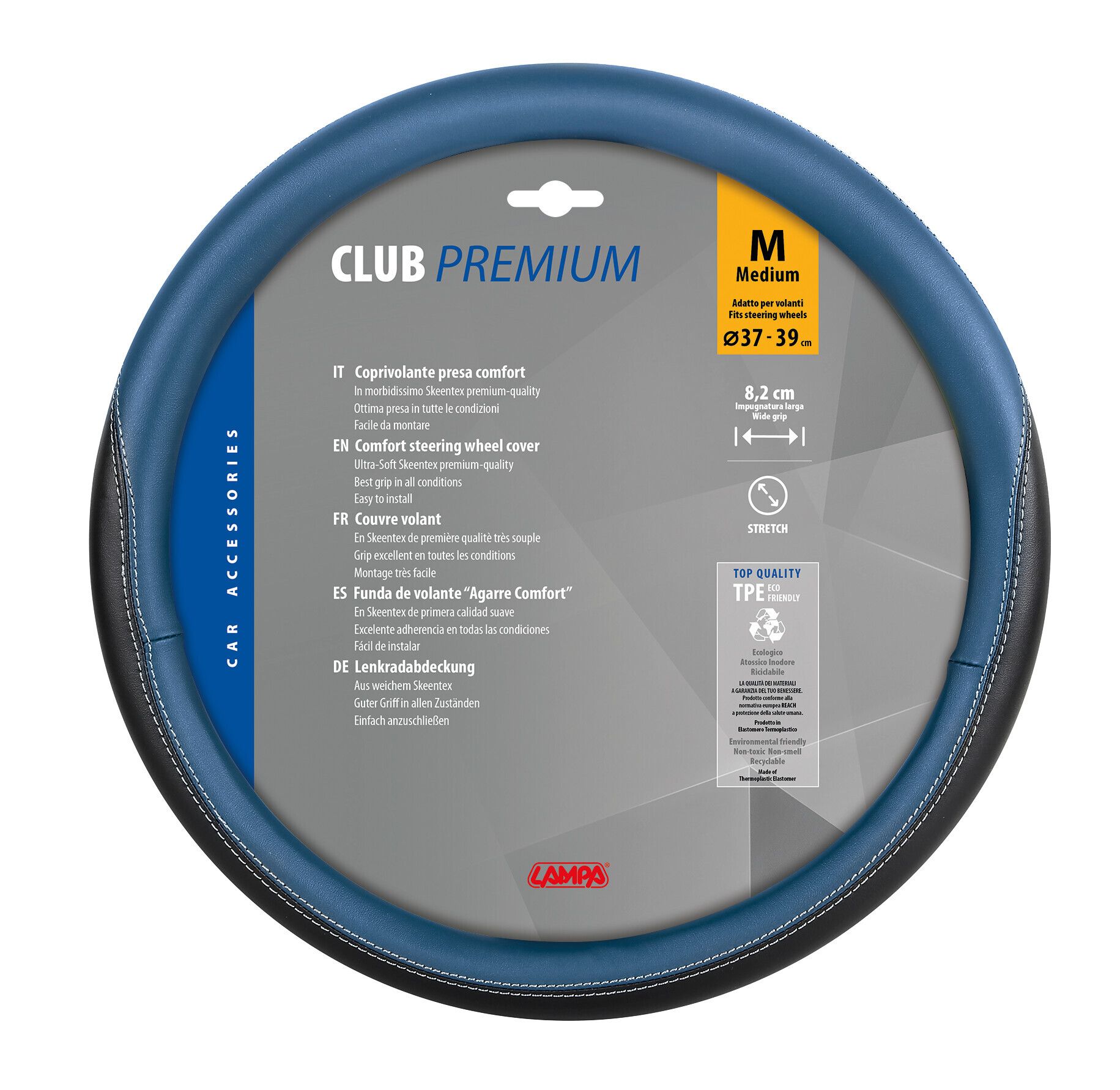 Club, coprivolante in Skeentex - M - Ø 37/39 cm - Nero/Blu
