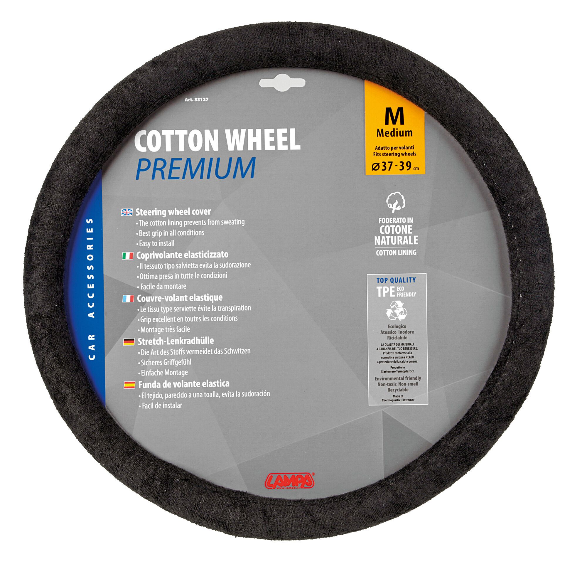 Cotton Wheel, coprivolante in cotone - M - Ø 37/39 cm