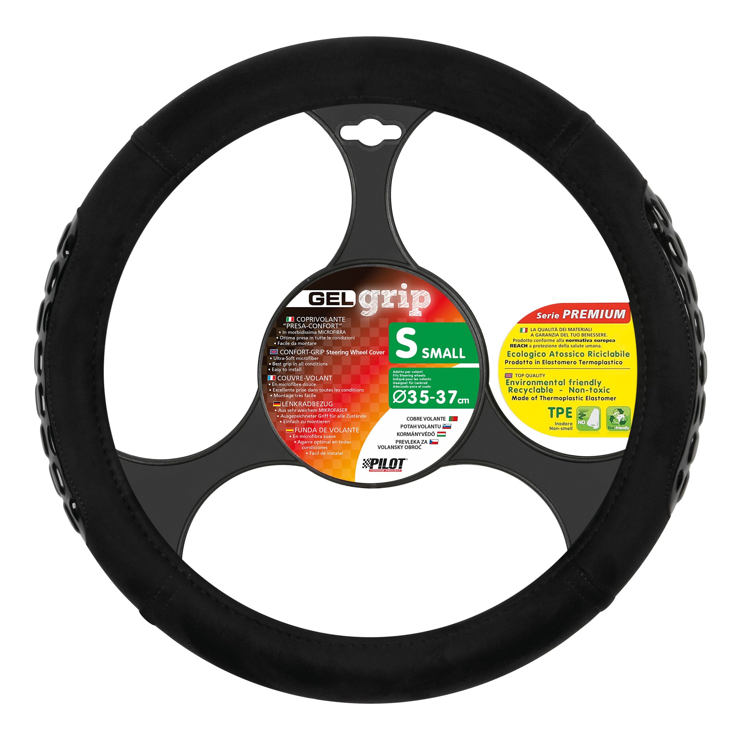 Gel Grip, coprivolante in microfibra - S - Ø 35/37 cm - Nero
