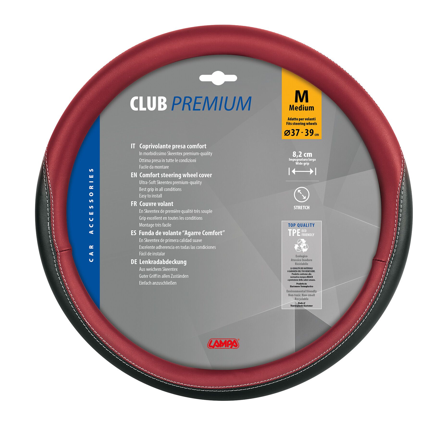 Club, coprivolante in Skeentex - M - Ø 37/39 cm - Nero/Rosso