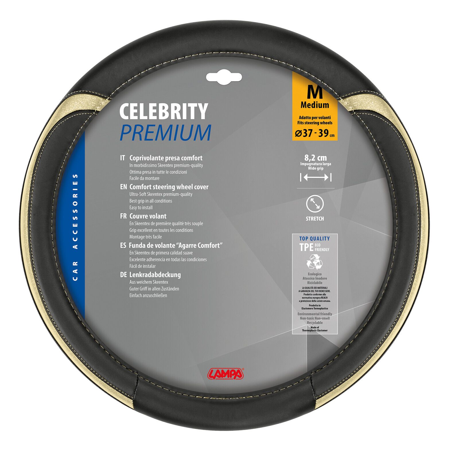 Celebrity, coprivolante in Skeentex - M - Ø 37/39 cm - Oro