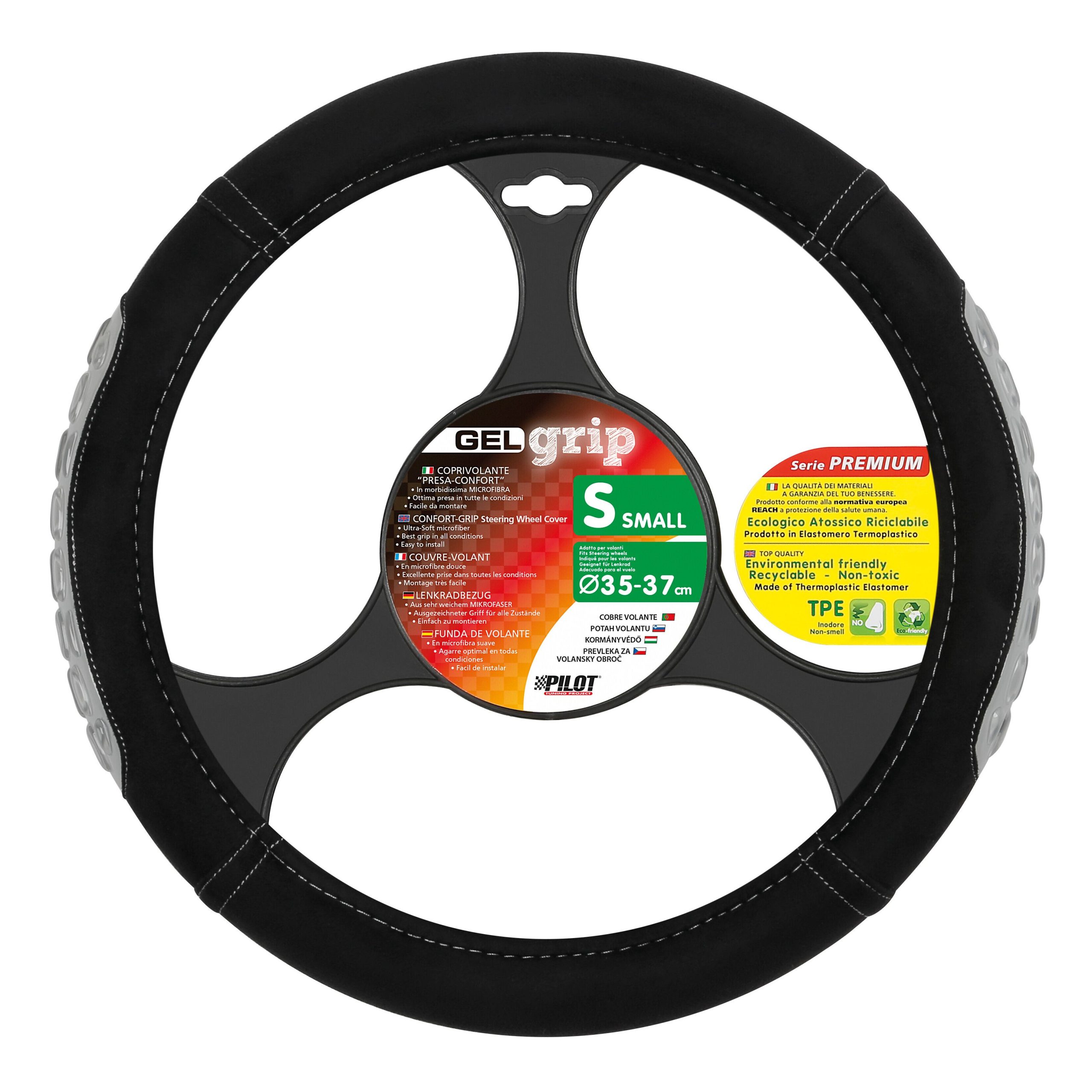 Gel Grip, coprivolante in microfibra - S - Ø 35/37 cm - Grigio