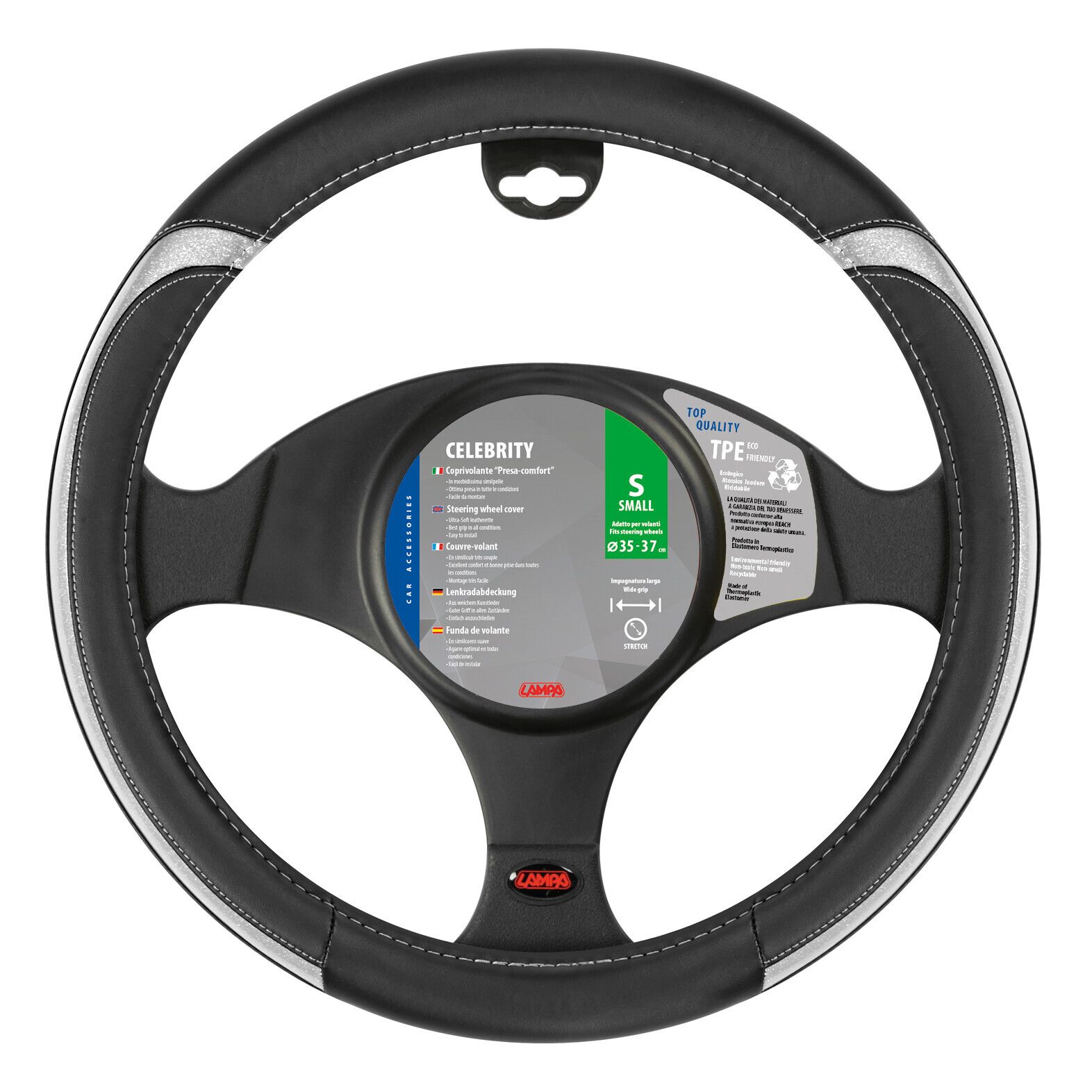Celebrity, coprivolante in Skeentex - S - Ø 35/37 cm - Argento