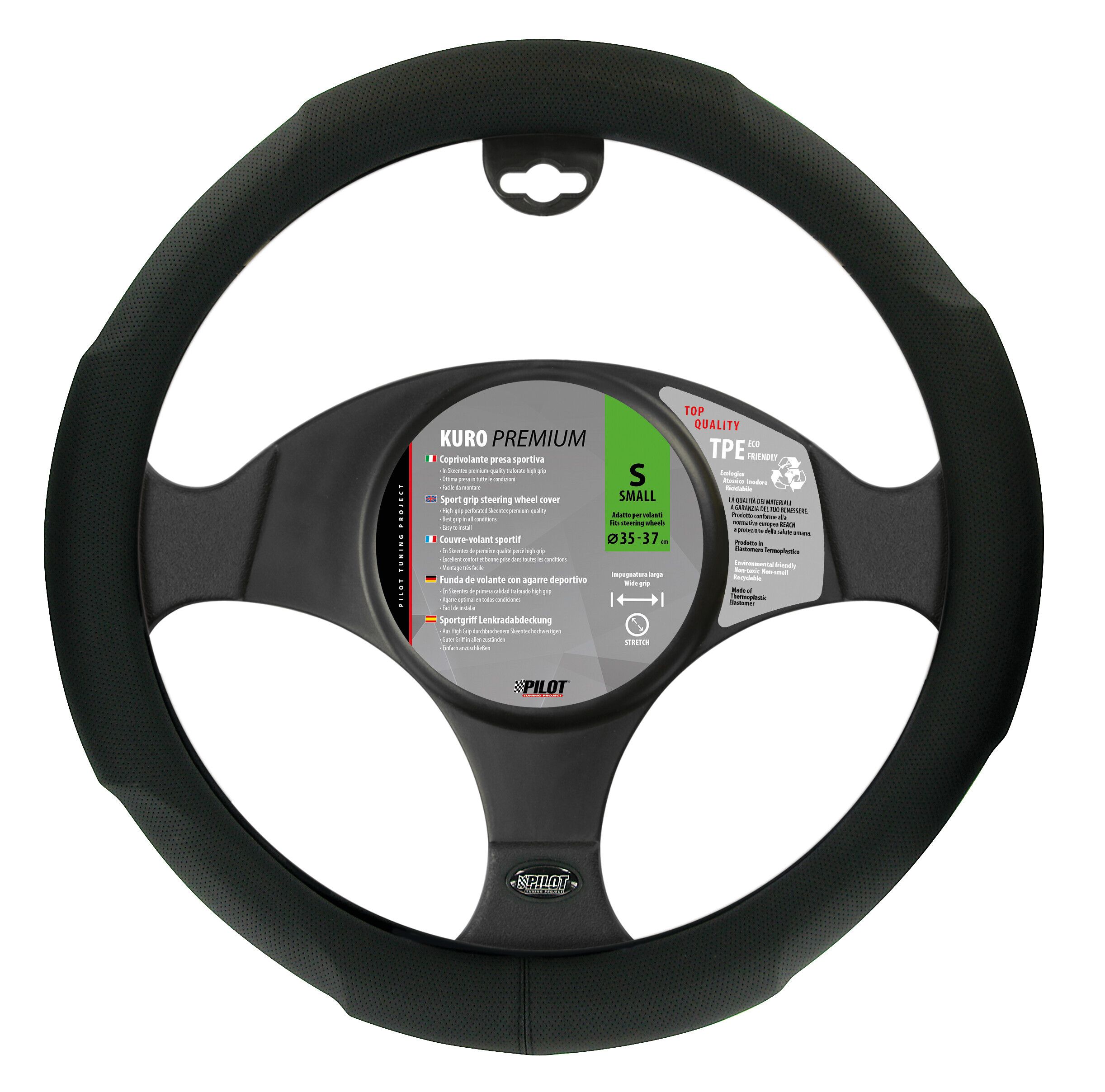 Kuro, coprivolante in Skeentex - S - Ø 35/37 cm - Nero