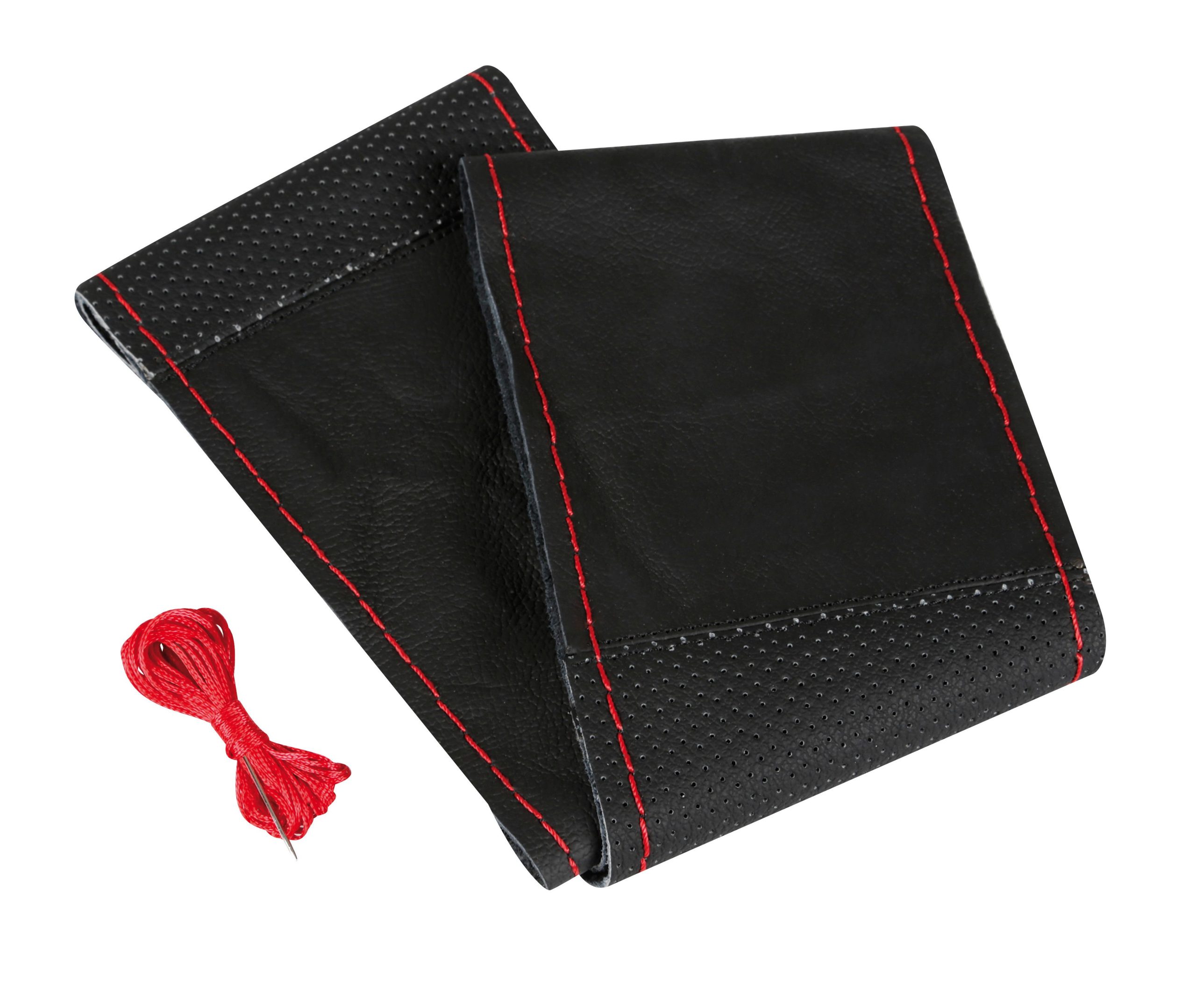 Sport, coprivolante in pelle - L - Ø 37/39 cm - Nero/Rosso