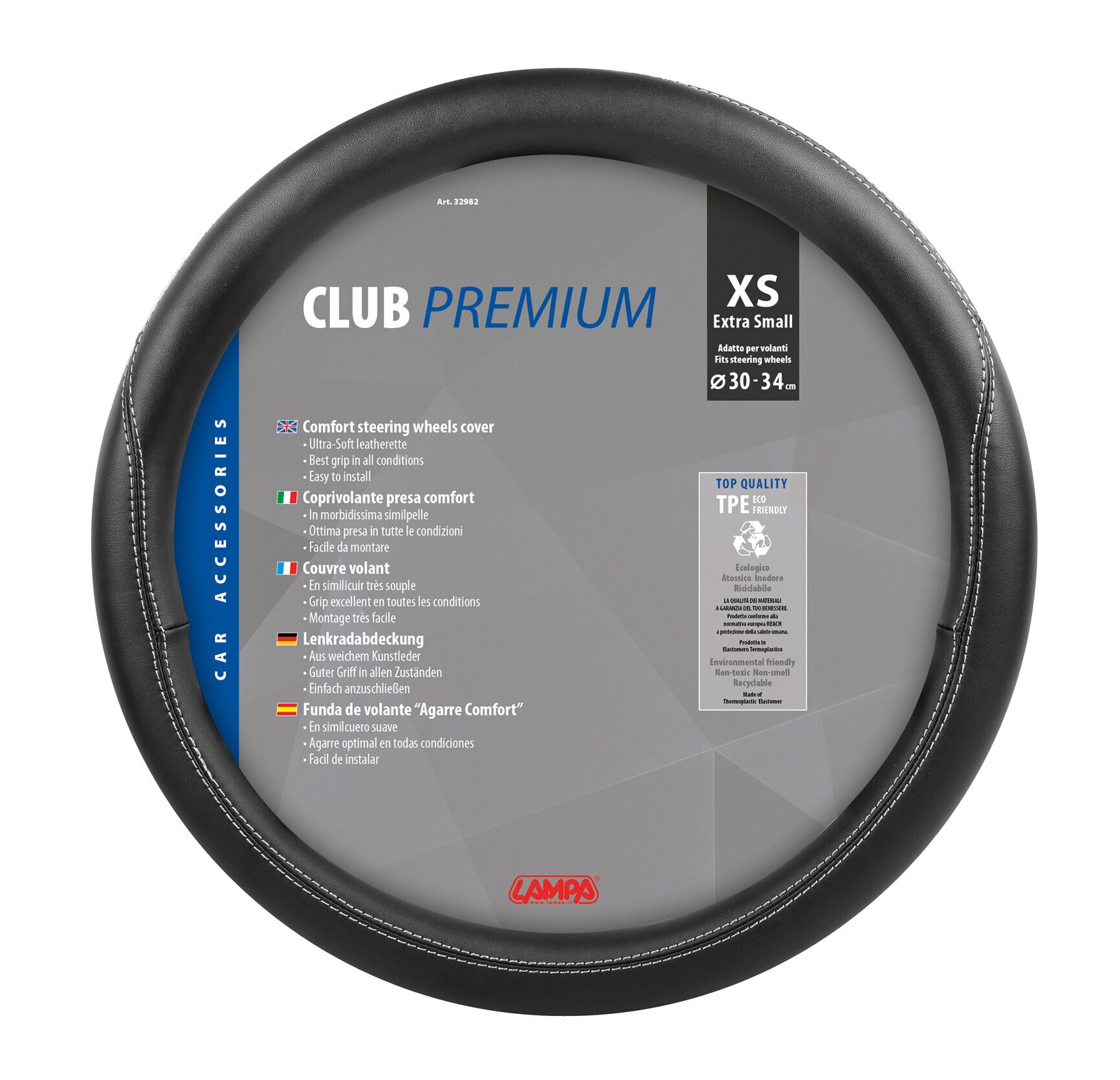 Club, coprivolante in Skeentex - XS - Ø 30/34 cm - Nero