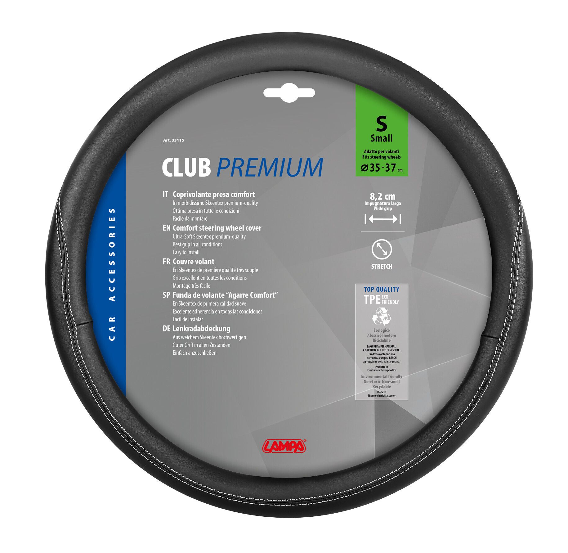 Club, coprivolante in Skeentex - S - Ø 35/37 cm - Nero