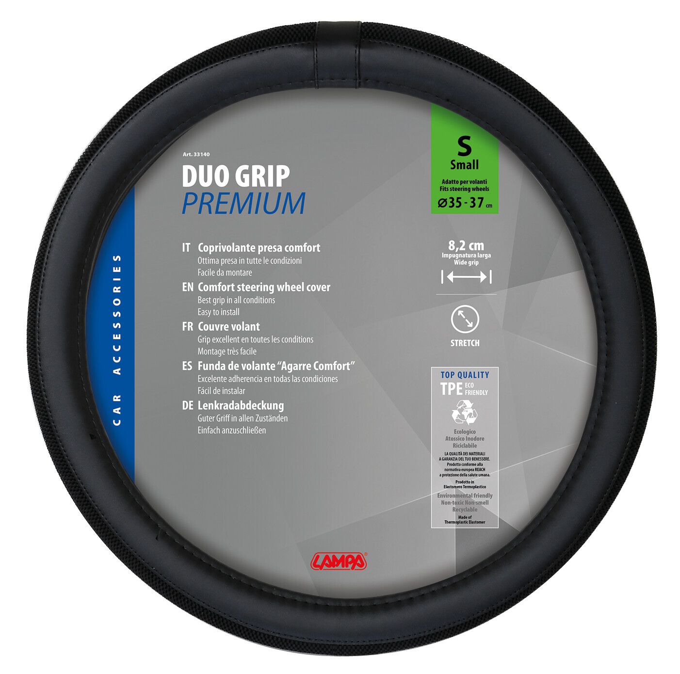 Duo-Grip, coprivolante in Skeentex - S - Ø 35/37 cm - Nero