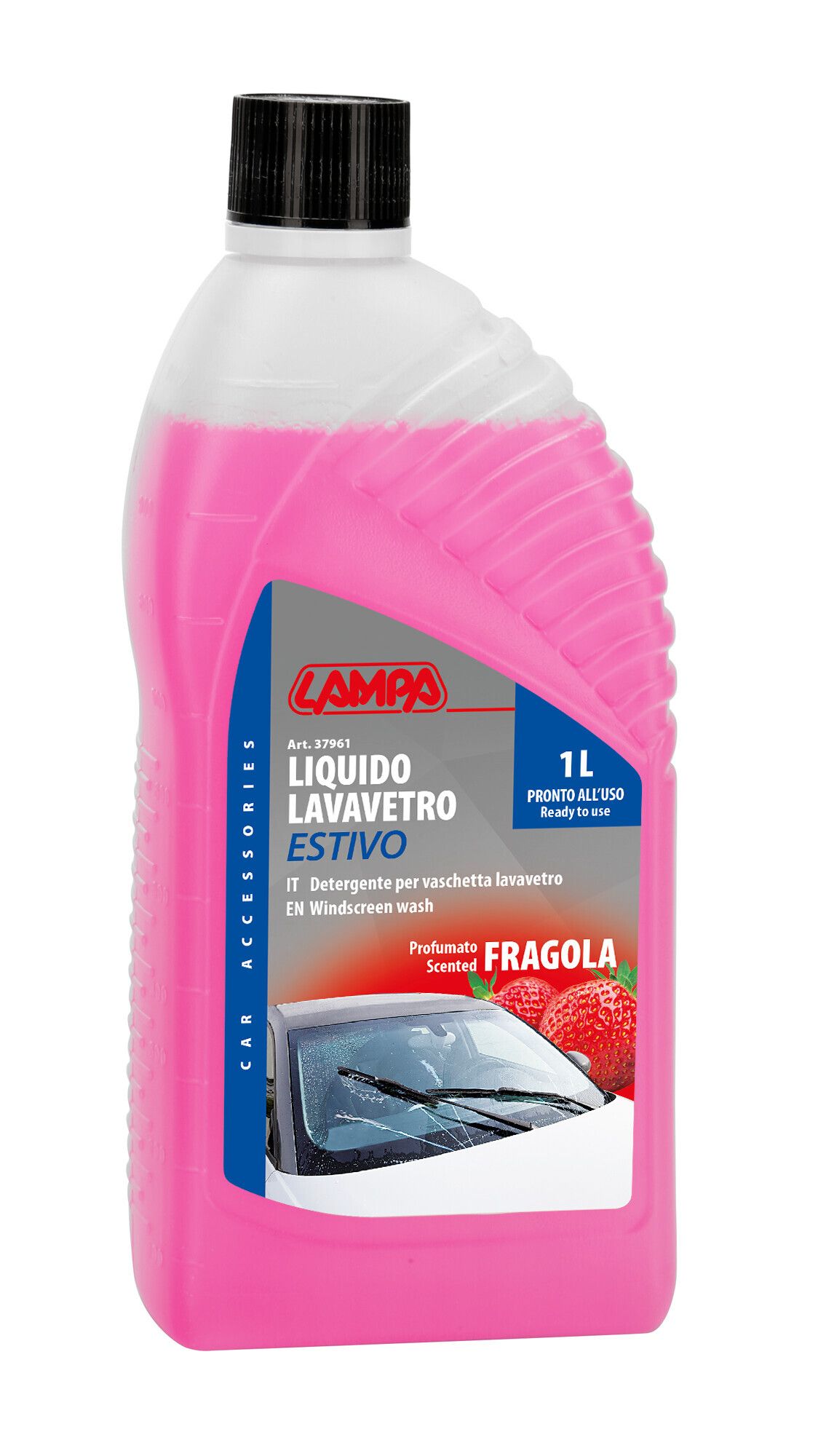 Liquido lavavetro estivo profumato, pronto all'uso - Fragola - 1000 ml