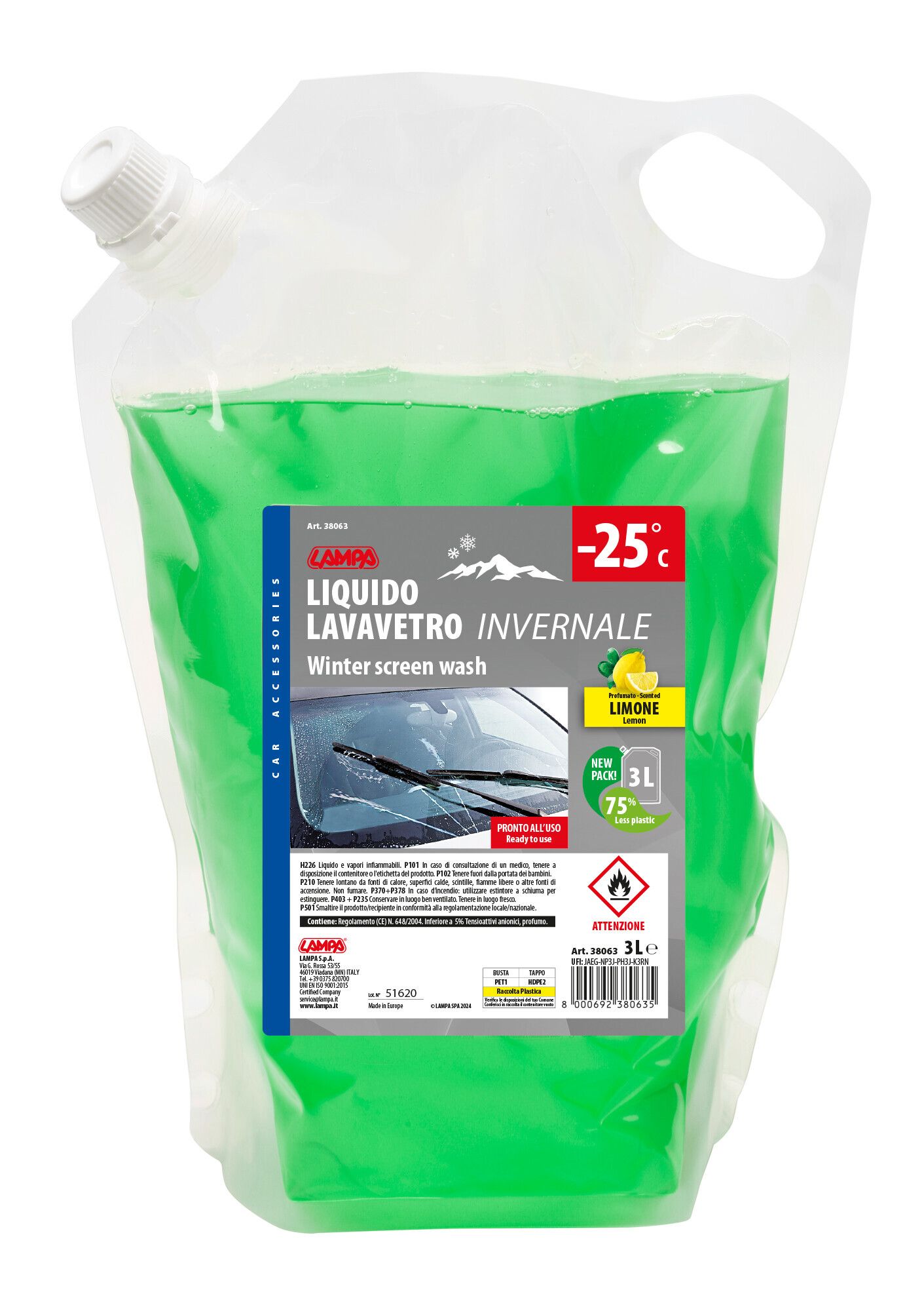 Liquido detergente cristalli, pronto all'uso (-25°C) - 3000 ml - Limone
