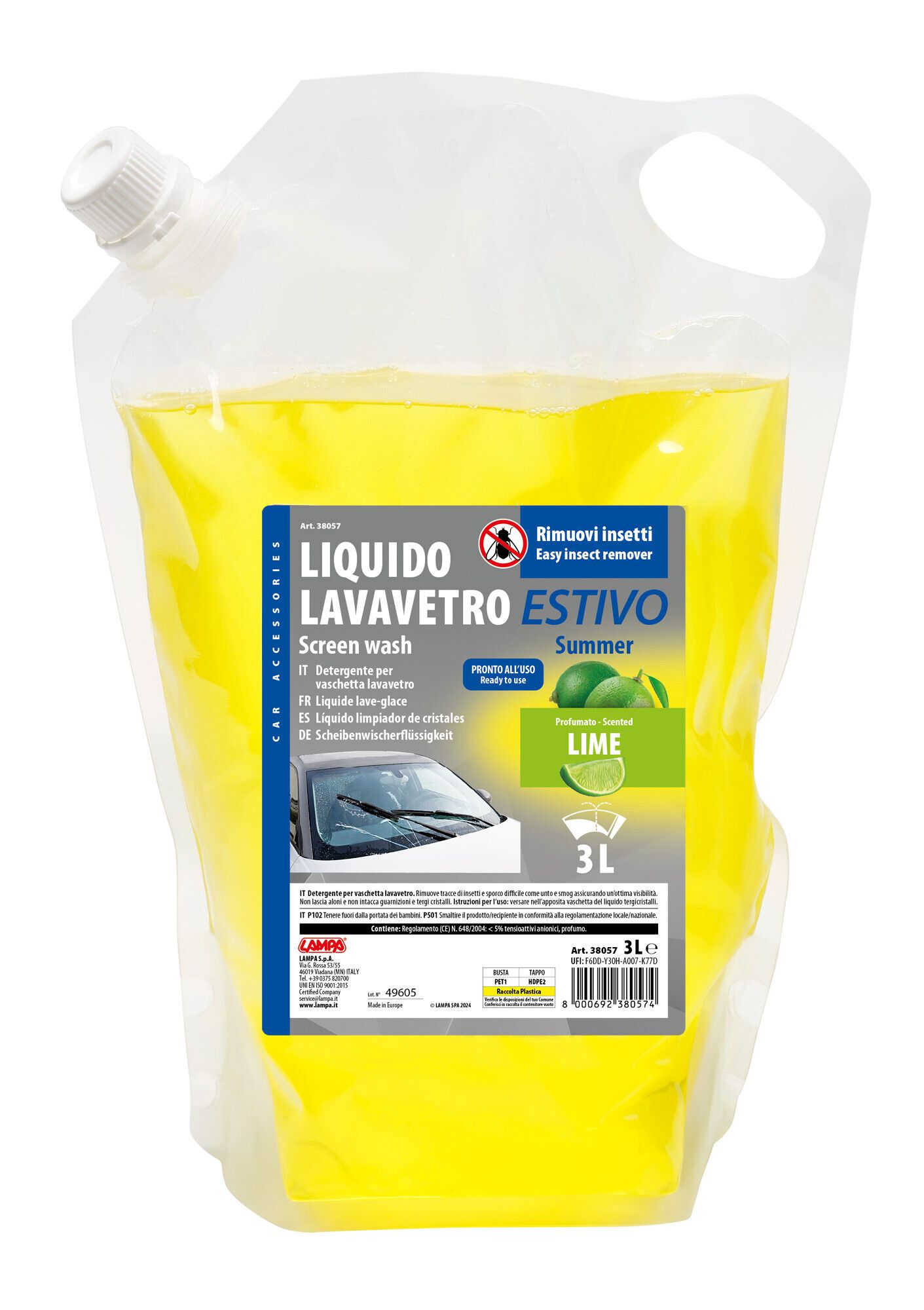 Liquido lavavetro estivo, pronto all'uso - 3000 ml - Lime
