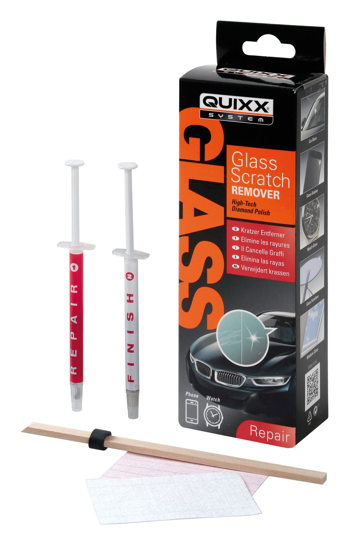 Quixx, kit rimuovi graffi per superfici in vetro