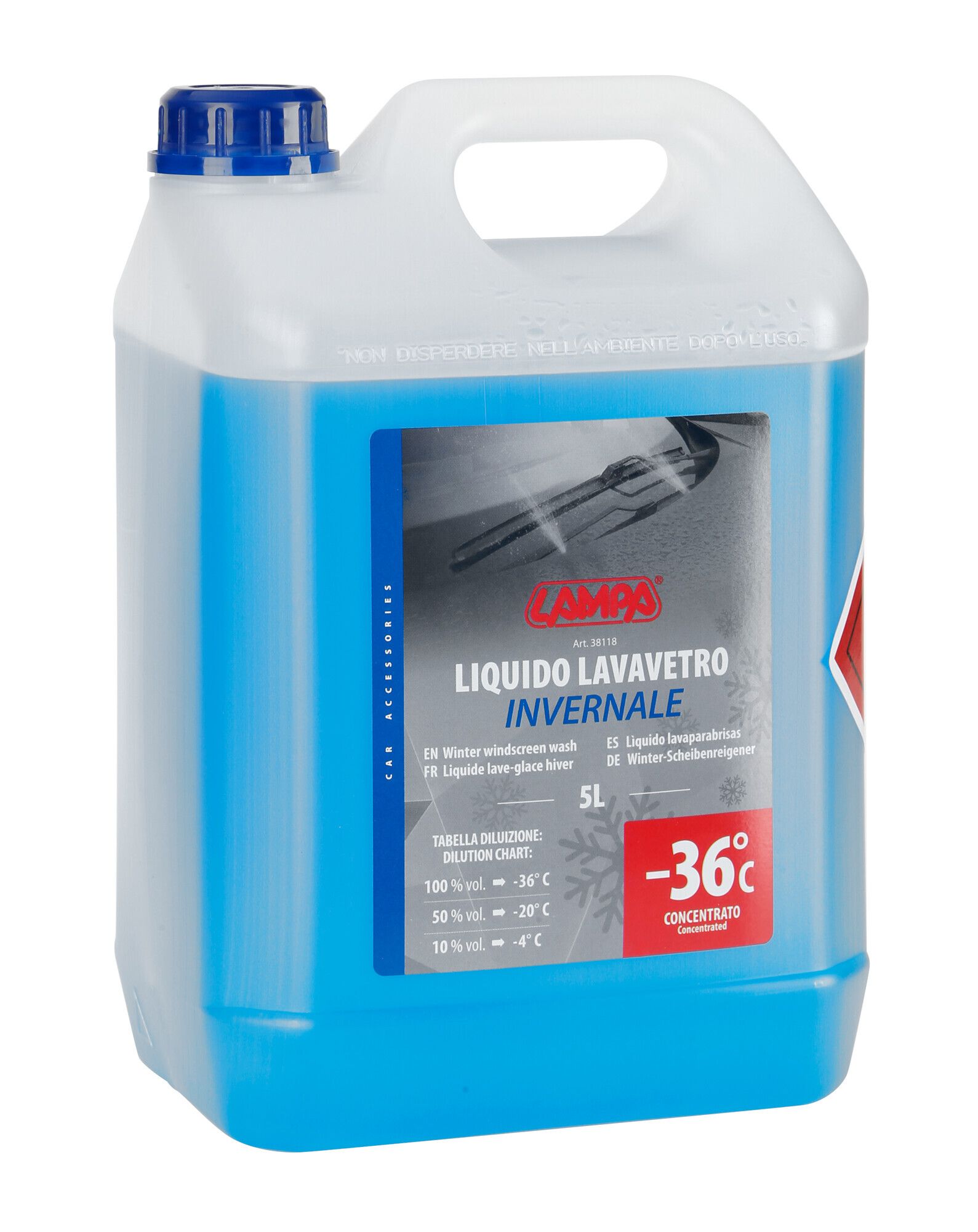 Liquido lavavetro invernale, concentrato (-36°C) - 5000 ml