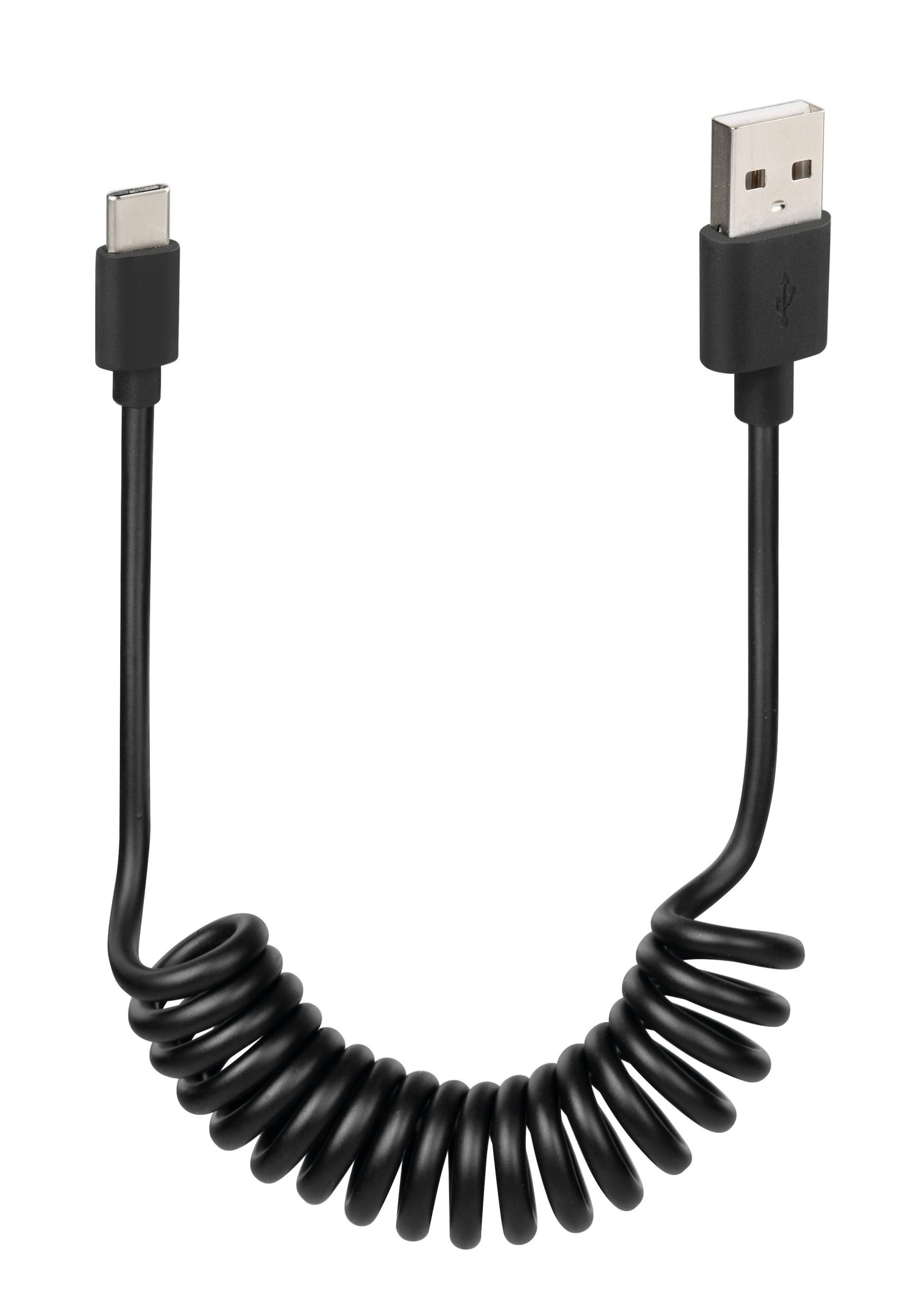 Cavo a spirale Usb > Usb Type-C - 100 cm - Nero