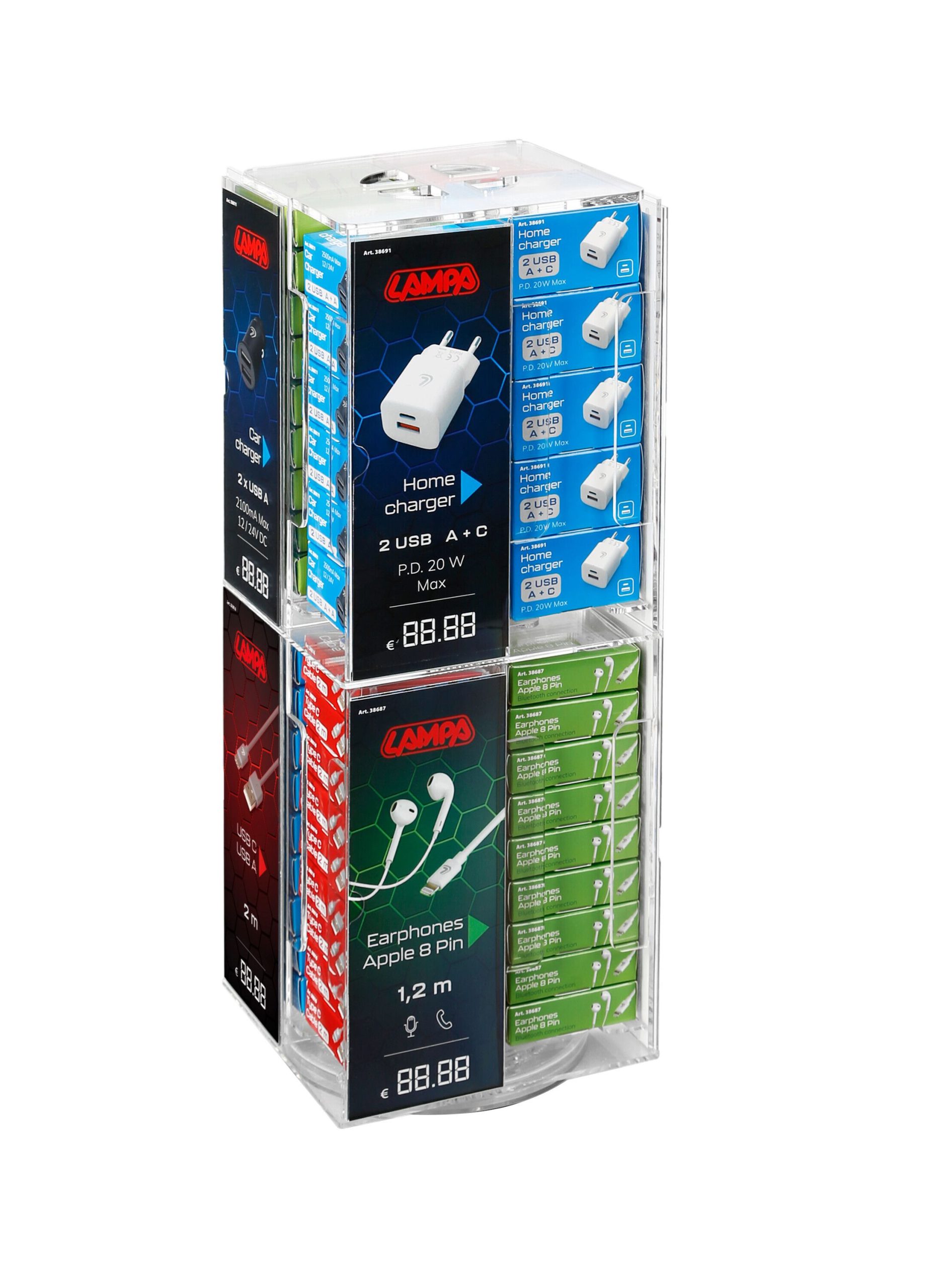 Tower, display acrilico per accessori Linea Essentials - 225x225x520 mm
