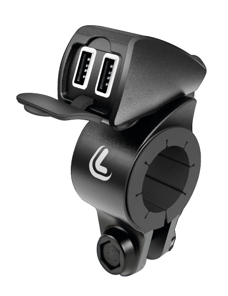 Usb-Fix Trek, doppio caricatore usb resistente all’acqua, fissaggio a manubrio - Ultra Fast Charge - 5400 mA - 12/24V