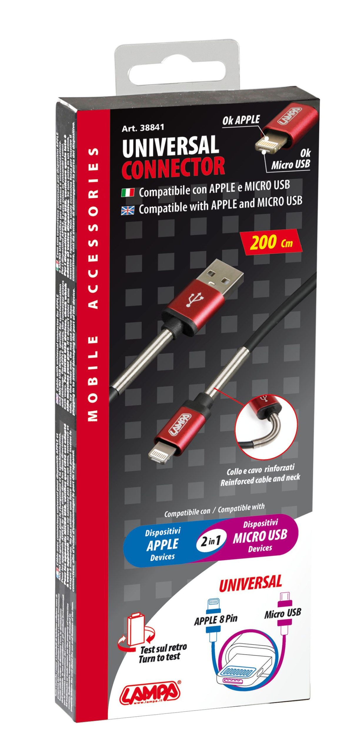 Cavo Universal, Usb > Apple 8 pin / Micro Usb - 200 cm - Nero - Image 6