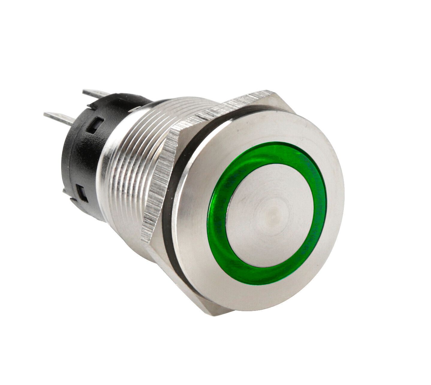 Interruttore a pulsante con spia a Led, 12/24V - Verde