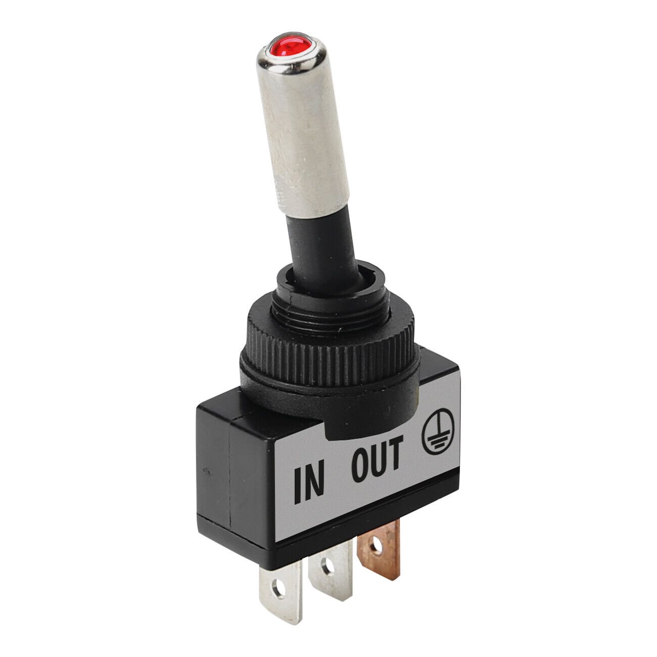 Interruttore a leva tipo Racing, in alluminio con spia a Led - 12/24V - Rosso - 20A