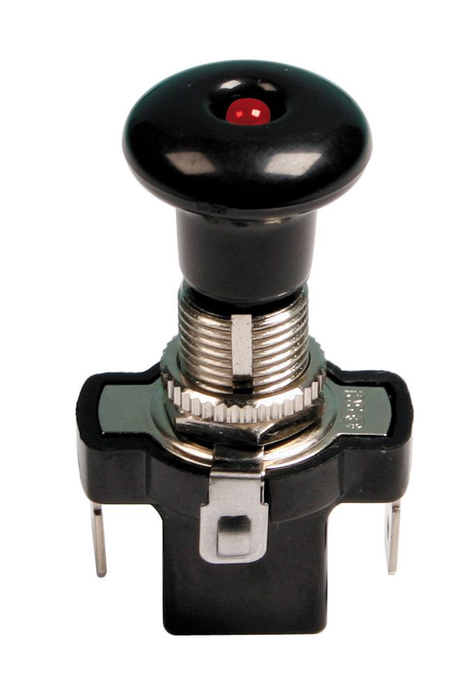 Interruttore tira-spingi con spia a Led - 12/24V - Rosso - 10A