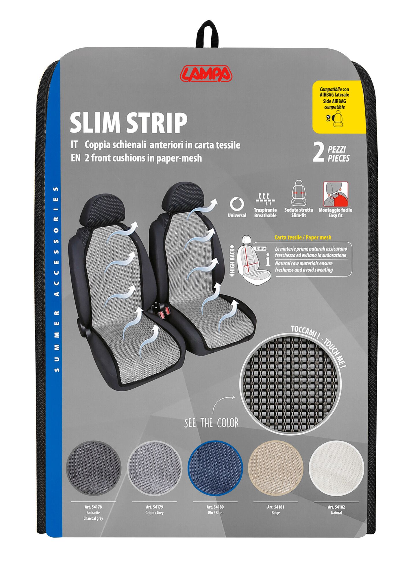 Slim Strip, coppia schienali anteriori - Grigio - Image 4