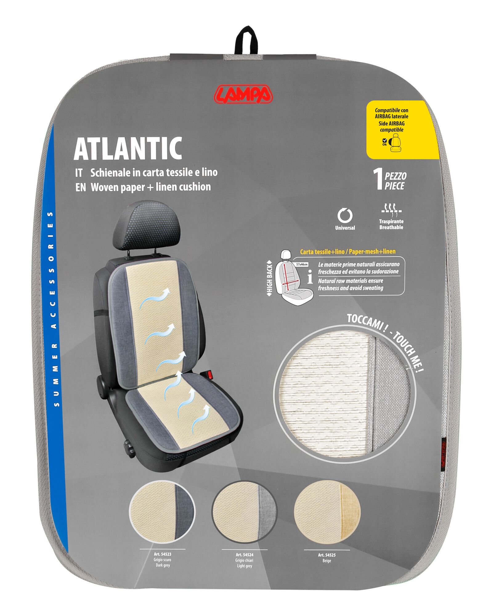 Atlantic, schienale in carta tessile e lino - Grigio chiaro - Image 3