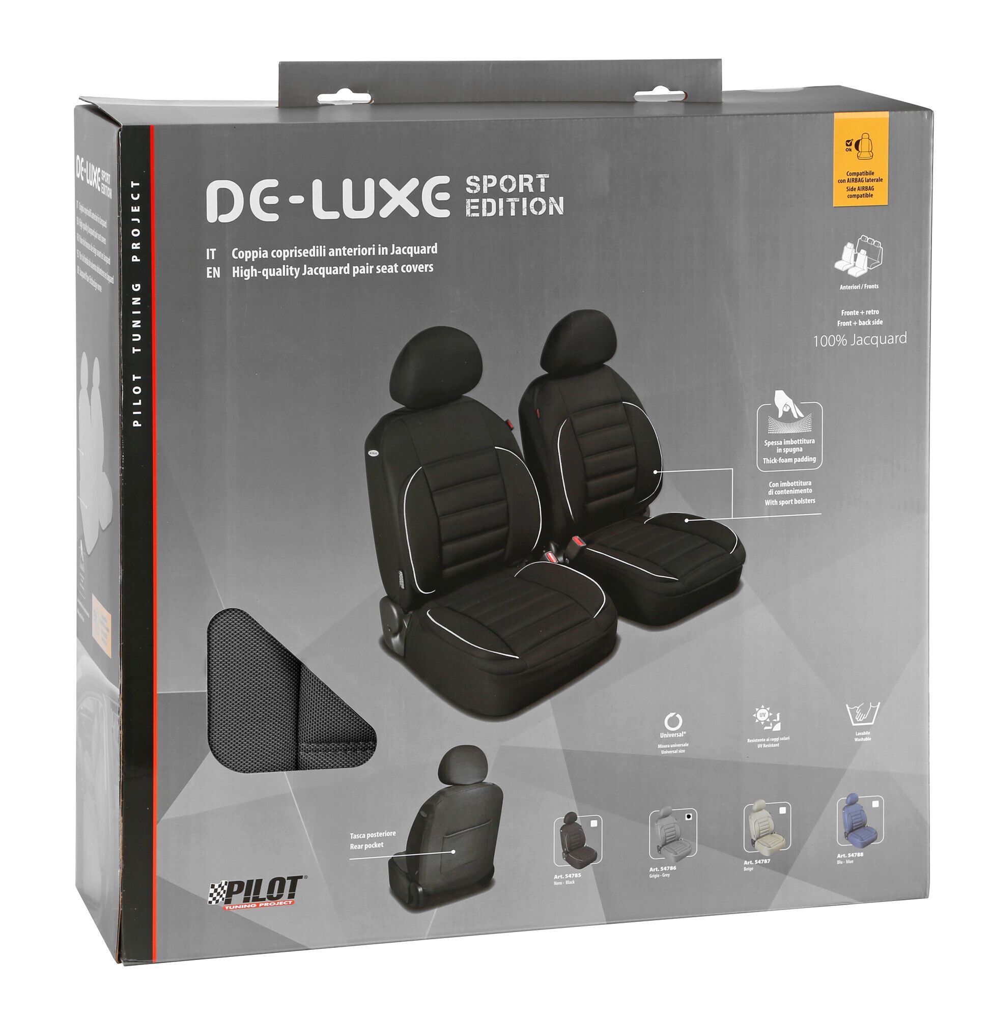 De-Luxe Sport Edition, coppia coprisedili anteriori - Grigio - Image 4