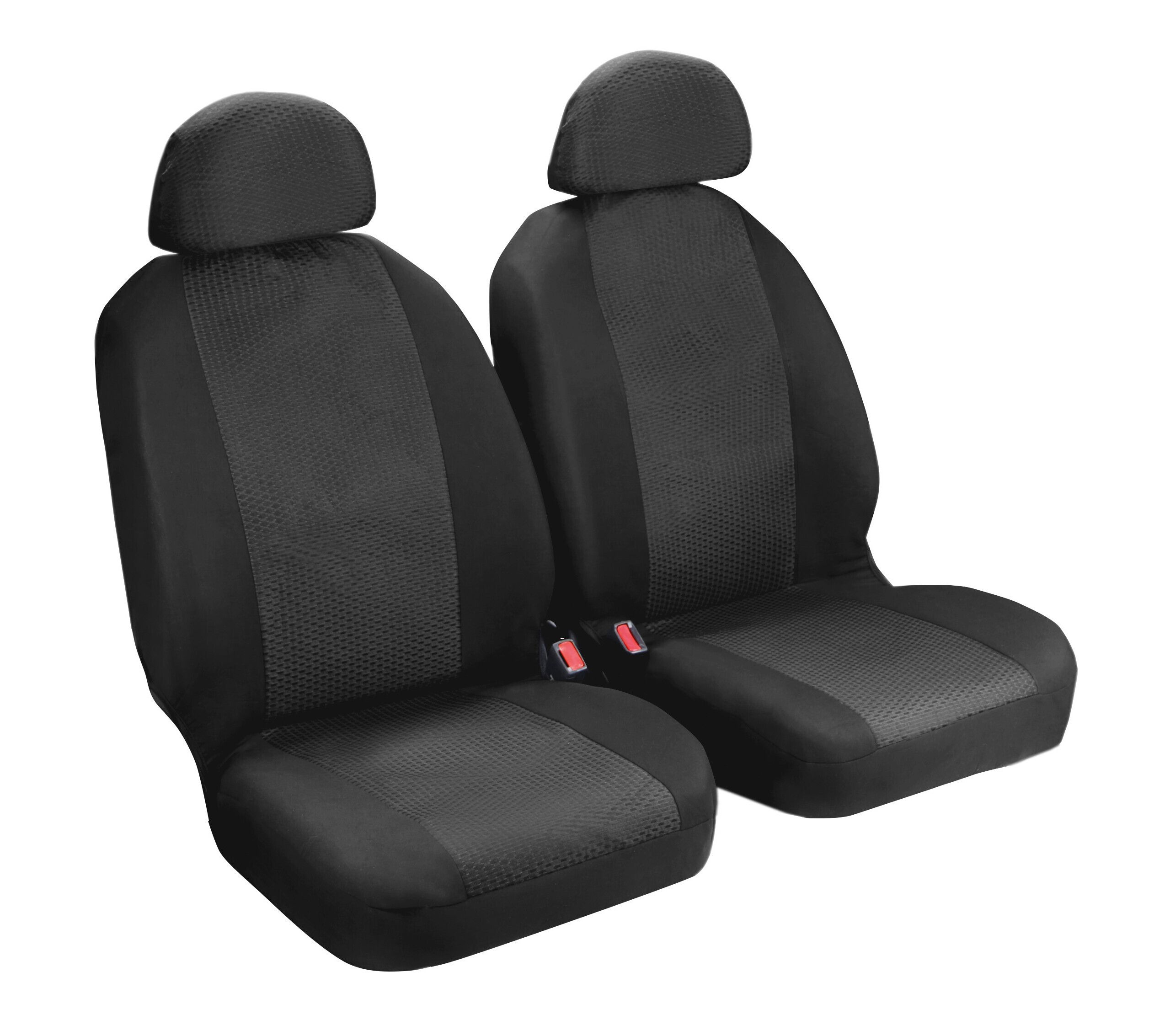 Duka XL-Fit, coppia coprisedili anteriori in tessuto jacquard e poliestere elasticizzati - Nero