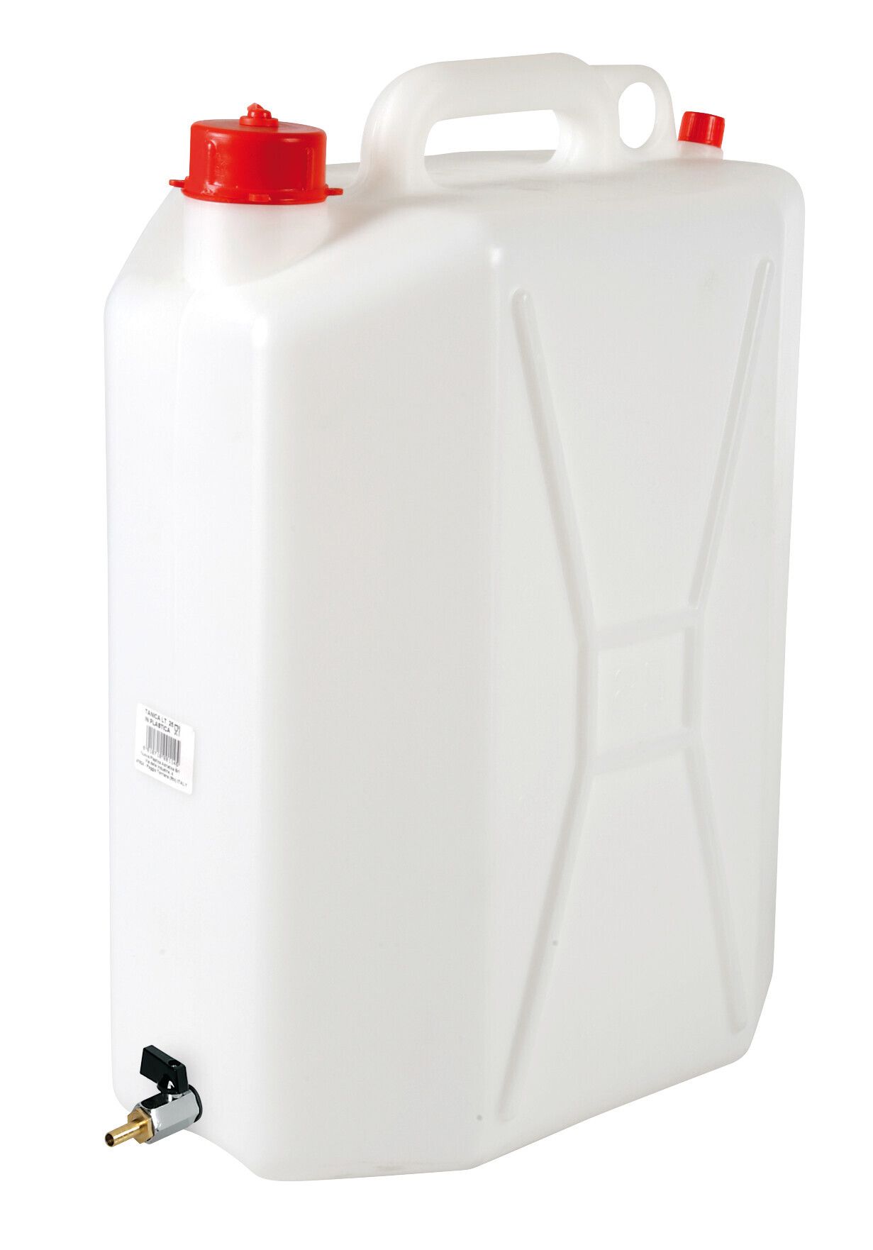 Tanica in polietilene con rubinetto in metallo - 25 L - Verticale