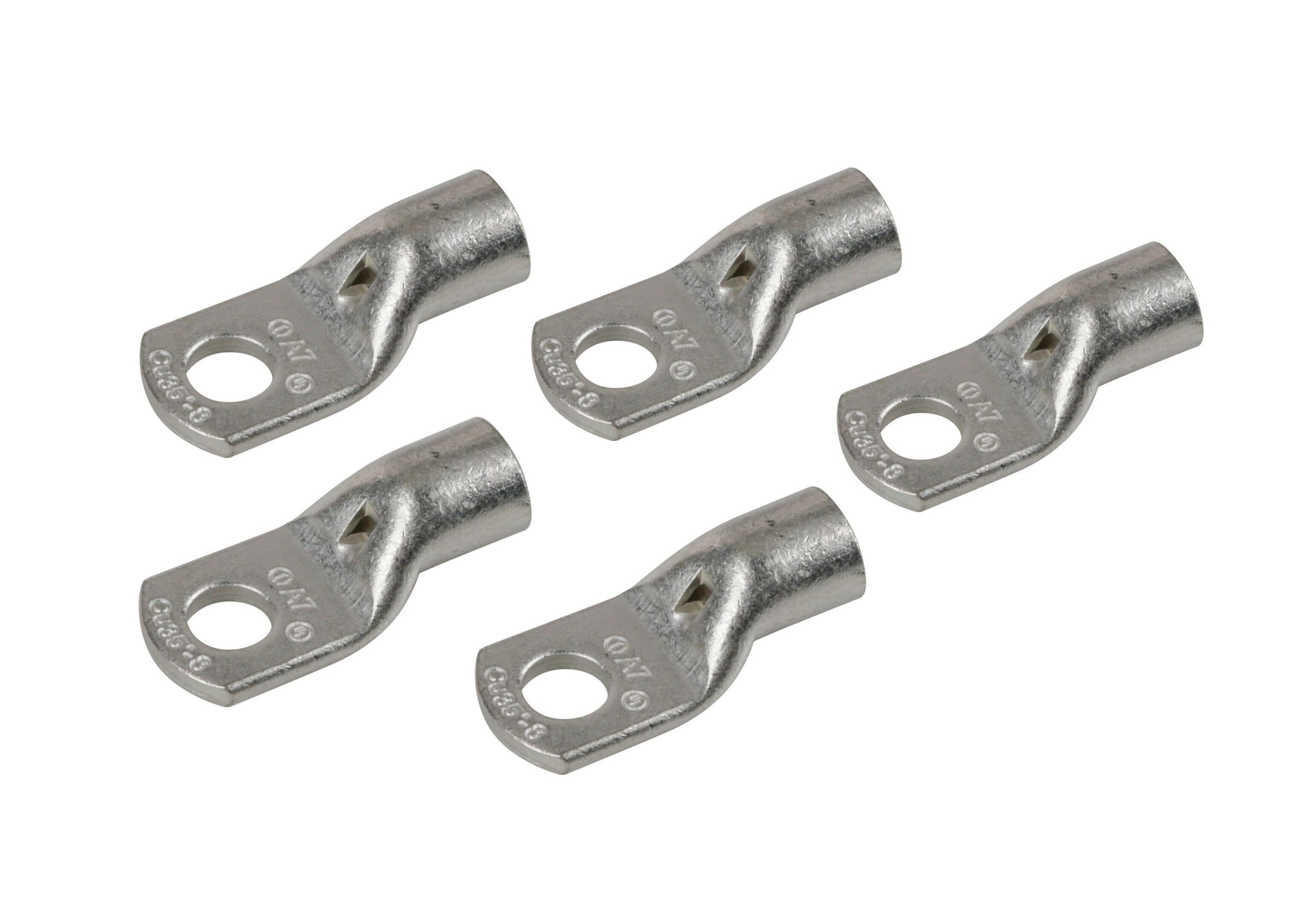 Set 5 pz capicorda da graffare in rame stagnato - sezione 35 mm² - foro 8 mm
