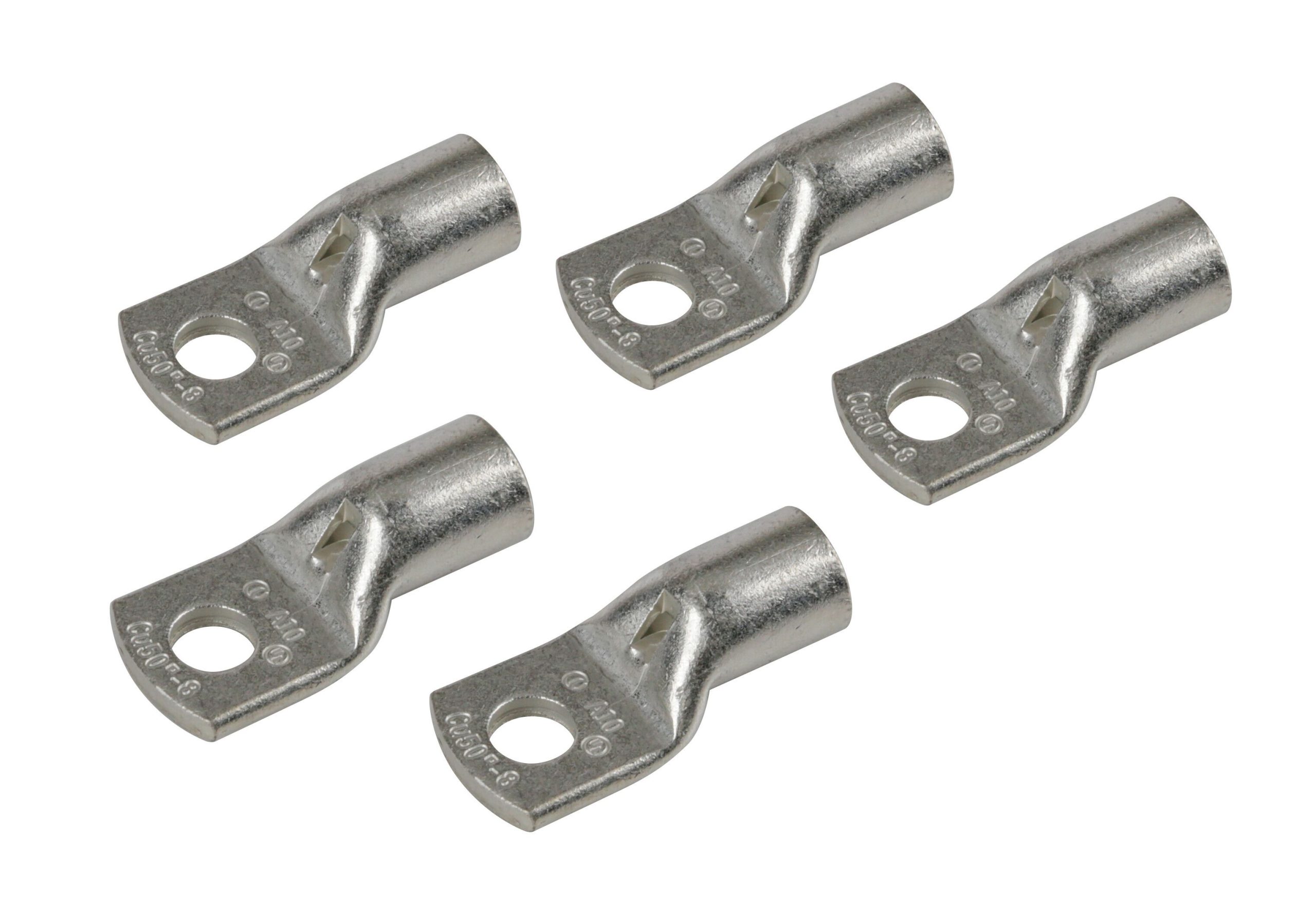 Set 5 pz capicorda da graffare in rame stagnato - sezione 50 mm² - foro 8 mm