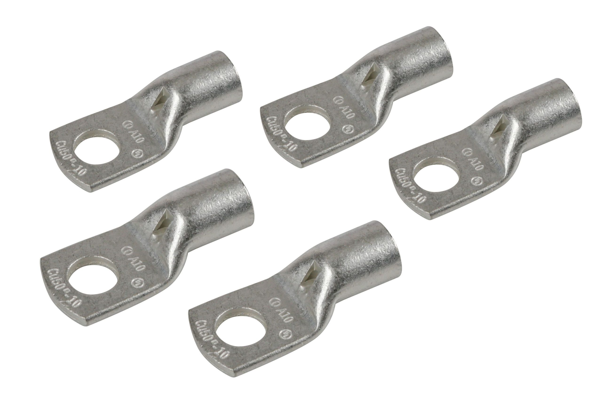 Set 5 pz capicorda da graffare in rame stagnato - sezione 50 mm² - foro 10 mm