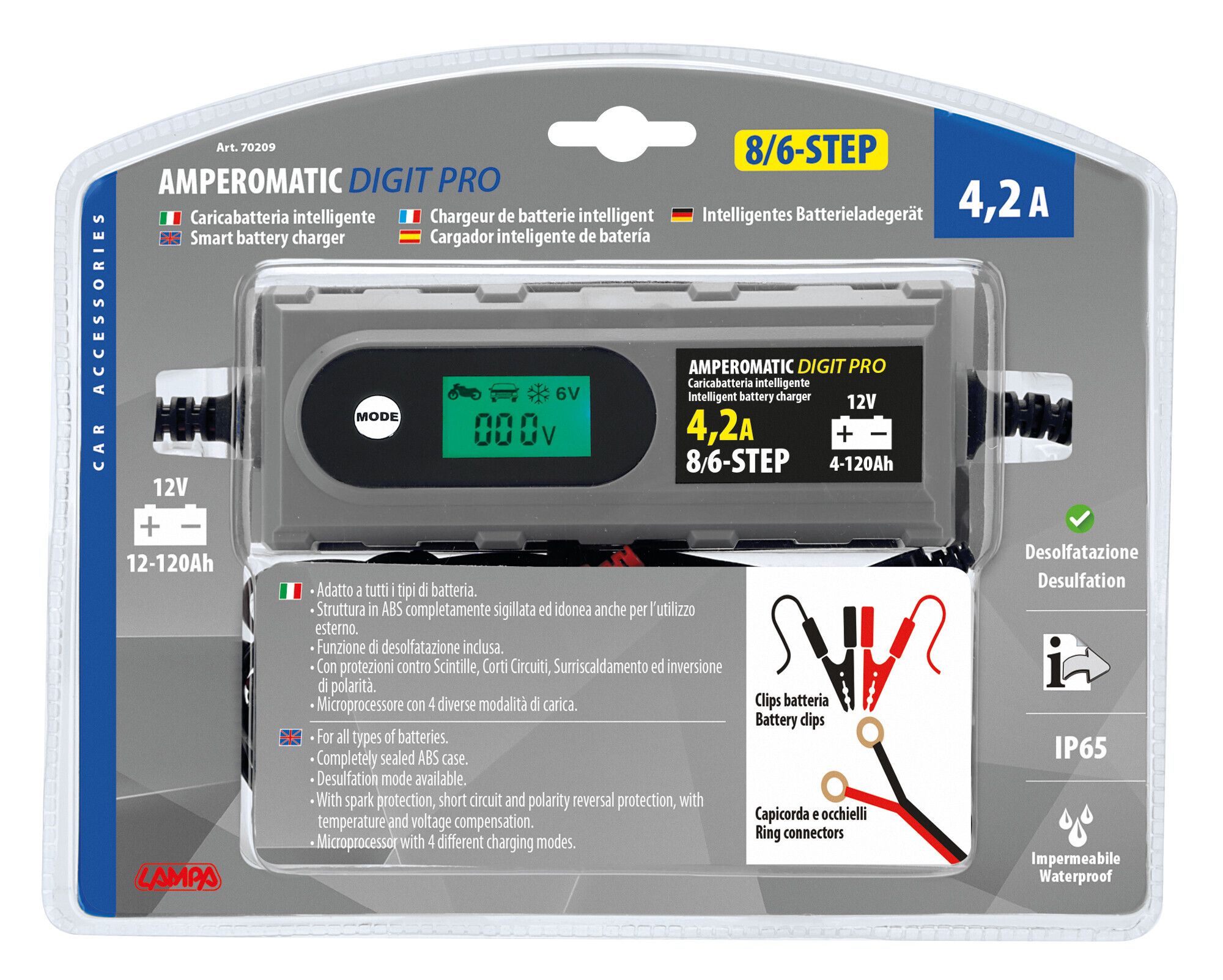 Amperomatic Digit Pro, caricabatteria intelligente, 12V - 4,2A - Image 3
