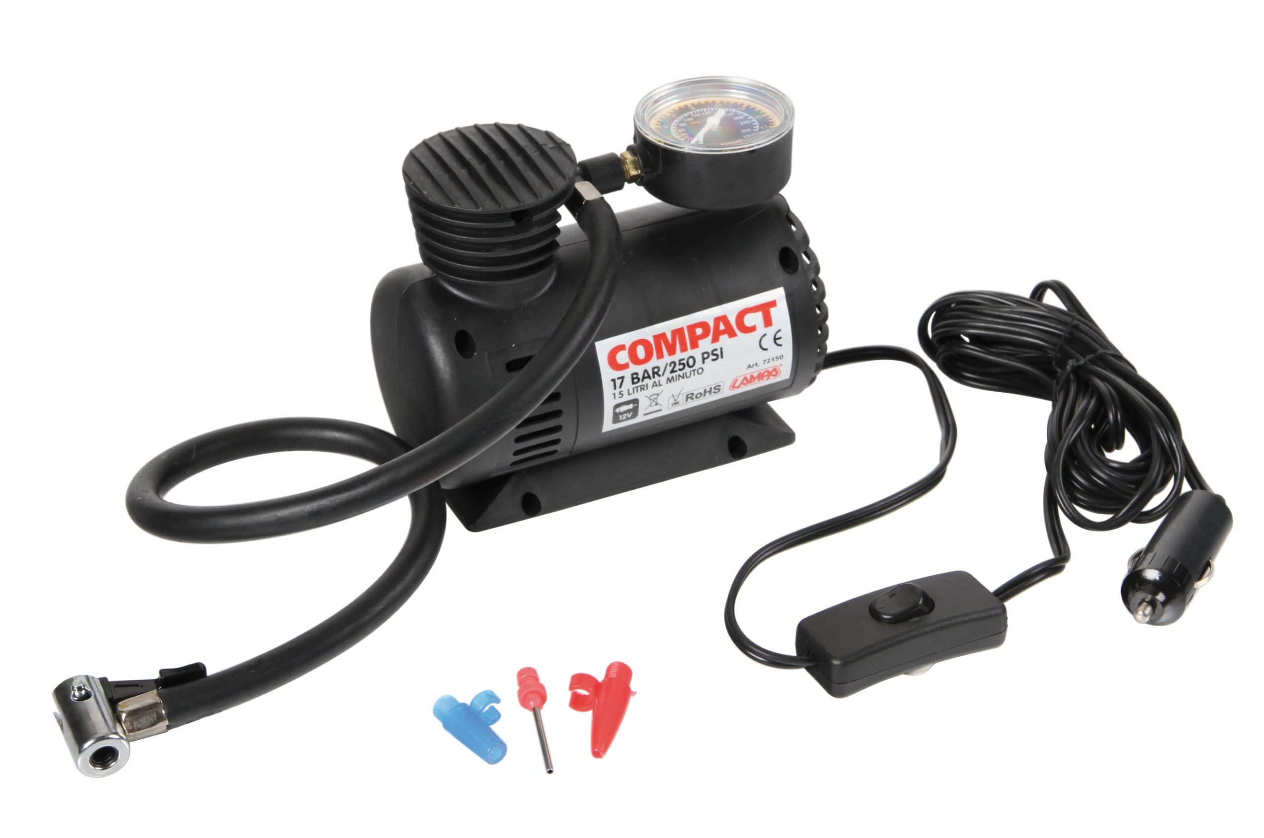 Compact, compressore 12V con manometro
