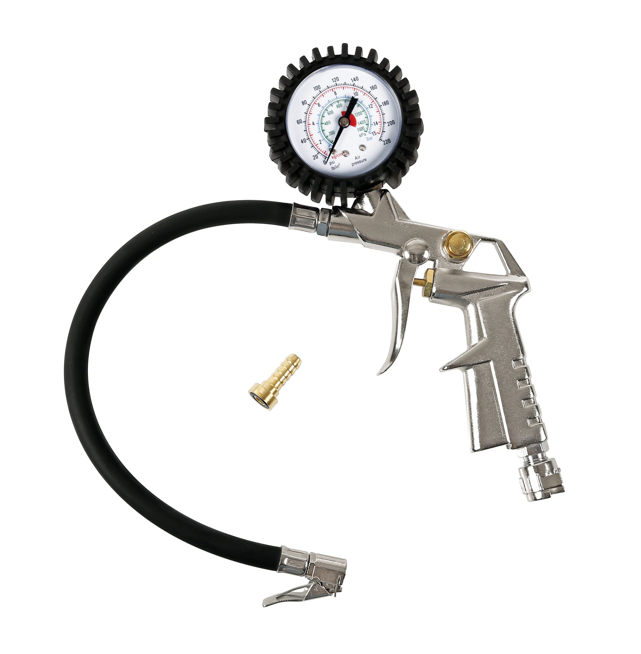 Pistola gonfiaggio pneumatici con manometro 270° - max 15 bar / 220 psi