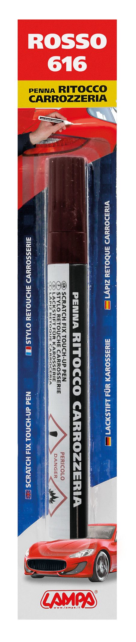 Penna ritocco carrozzeria - Rosso - 616