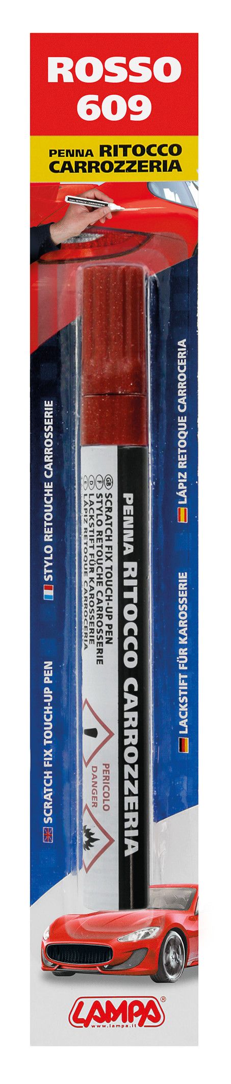 Penna ritocco carrozzeria - Rosso - 609