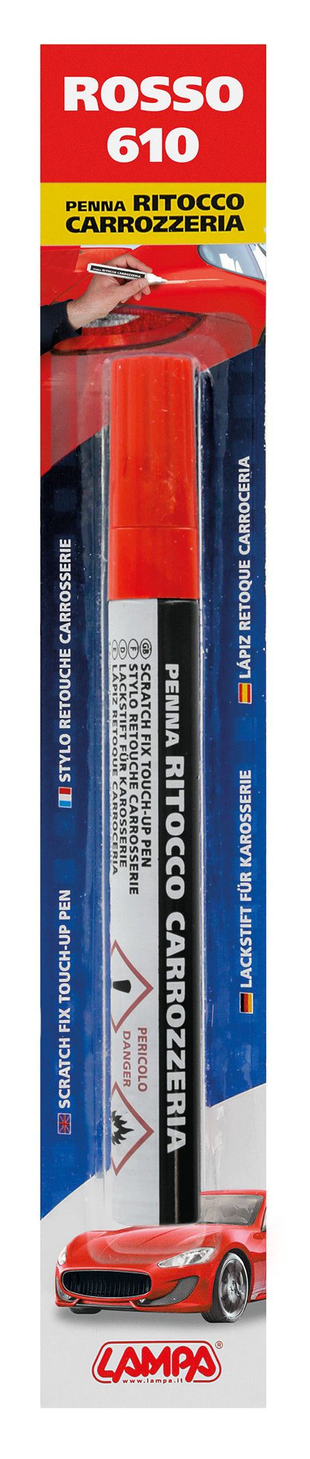 Penna ritocco carrozzeria - Rosso - 610
